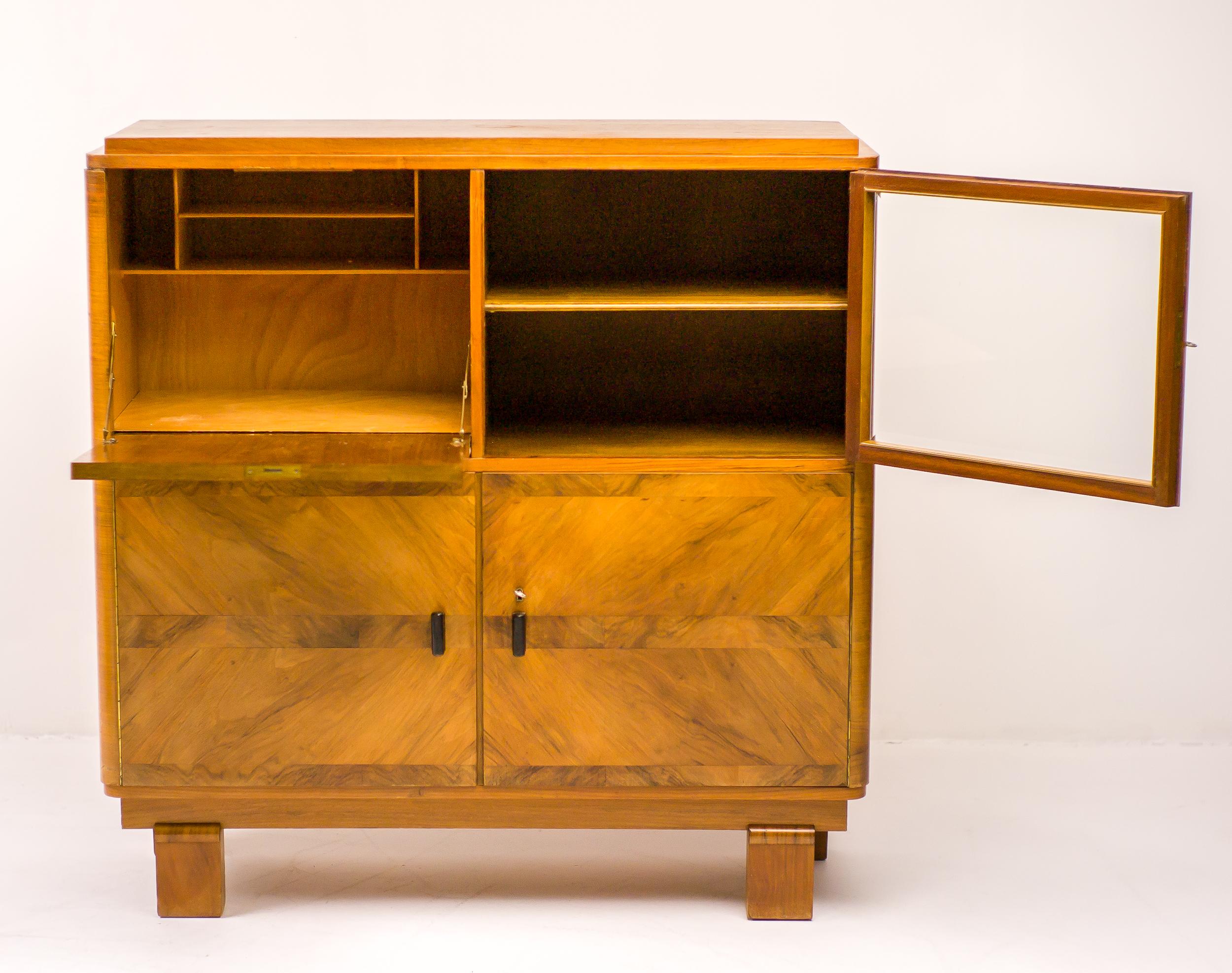 Dutch Burl Walnut Art Deco Cabinet For Sale