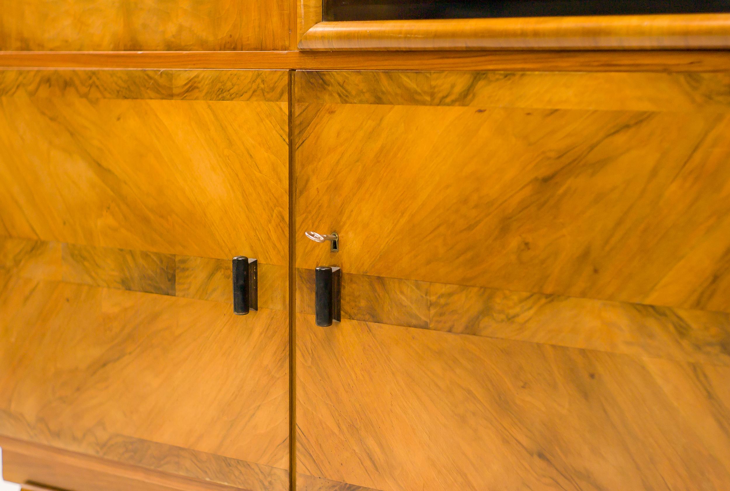 Early 20th Century Burl Walnut Art Deco Cabinet For Sale