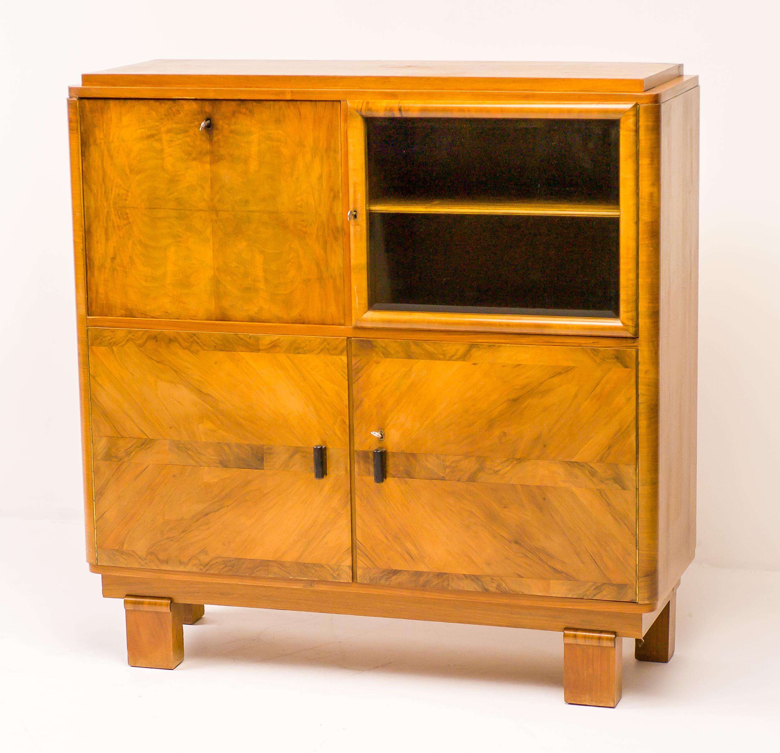 Burl Walnut Art Deco Cabinet For Sale 1