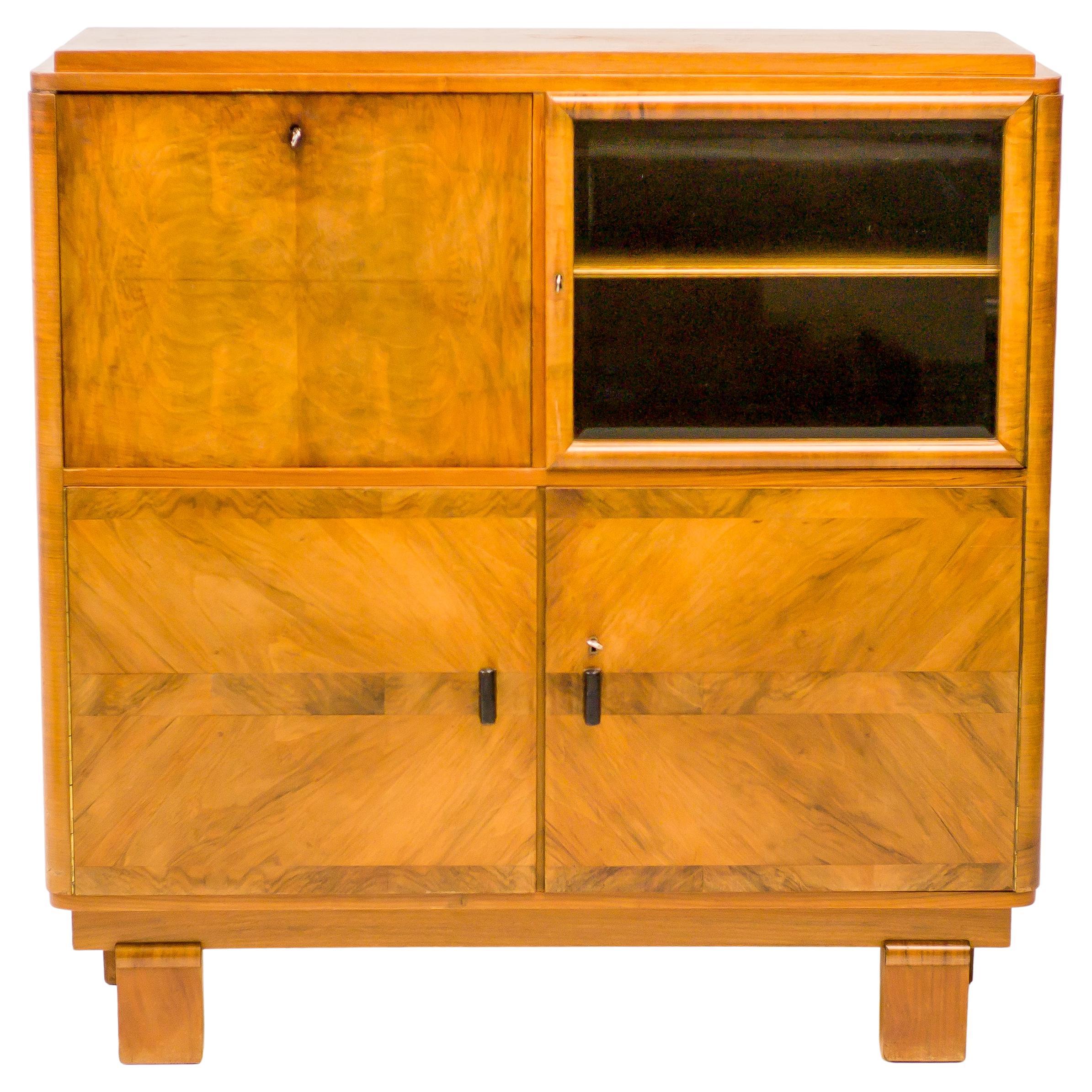 Burl Walnut Art Deco Cabinet