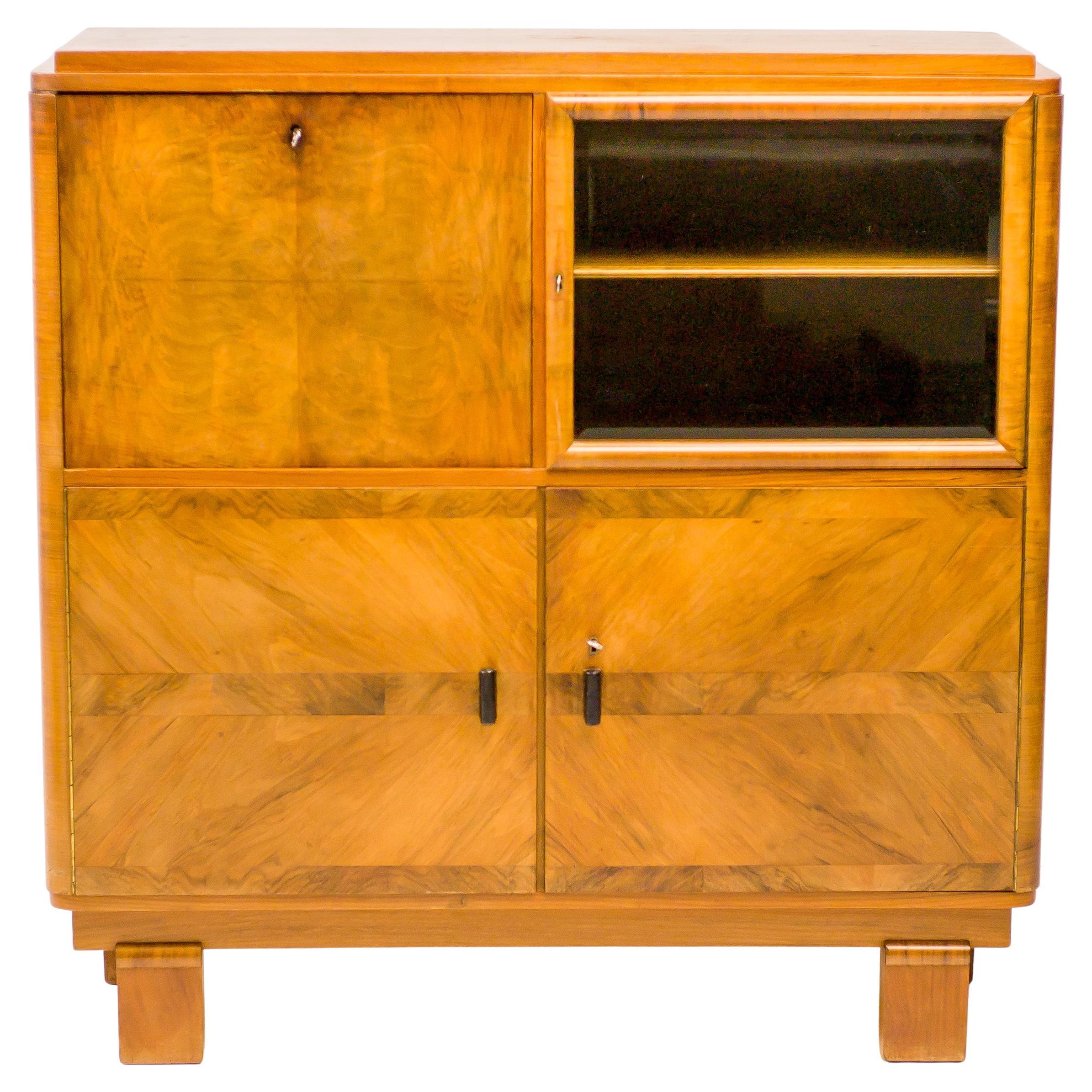 Burl Walnut Art Deco Cabinet