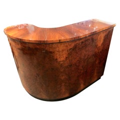 Burl Walnut Art Deco Round Stand Behind Bar