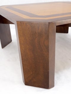 Burl Walnut Birdseye Maple Two Tone Square Cut Corner Coffee Center Table MINT!