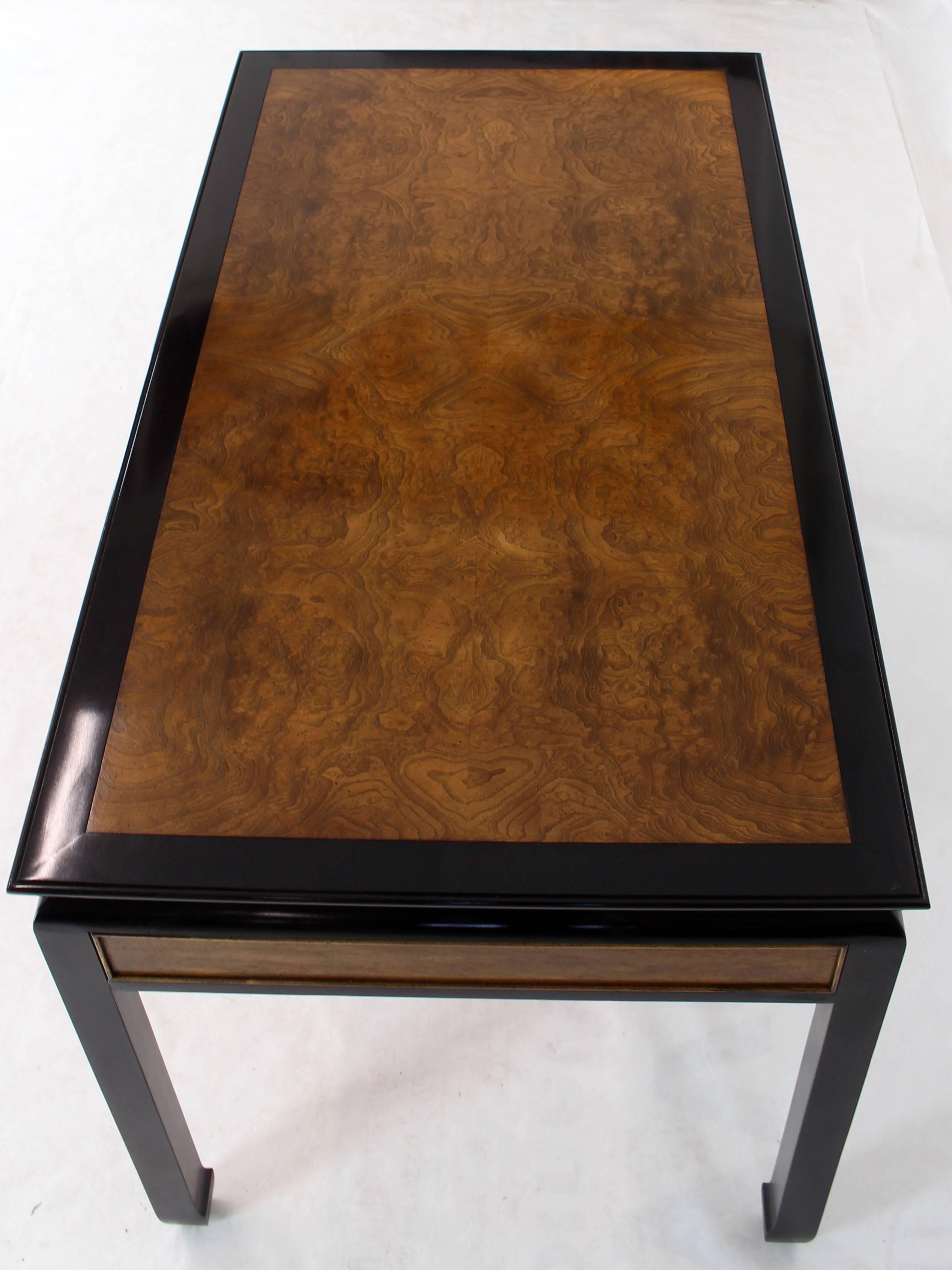 Burl Walnut Black Lacquer Ebonized Black Lacquer Frame Desk 2