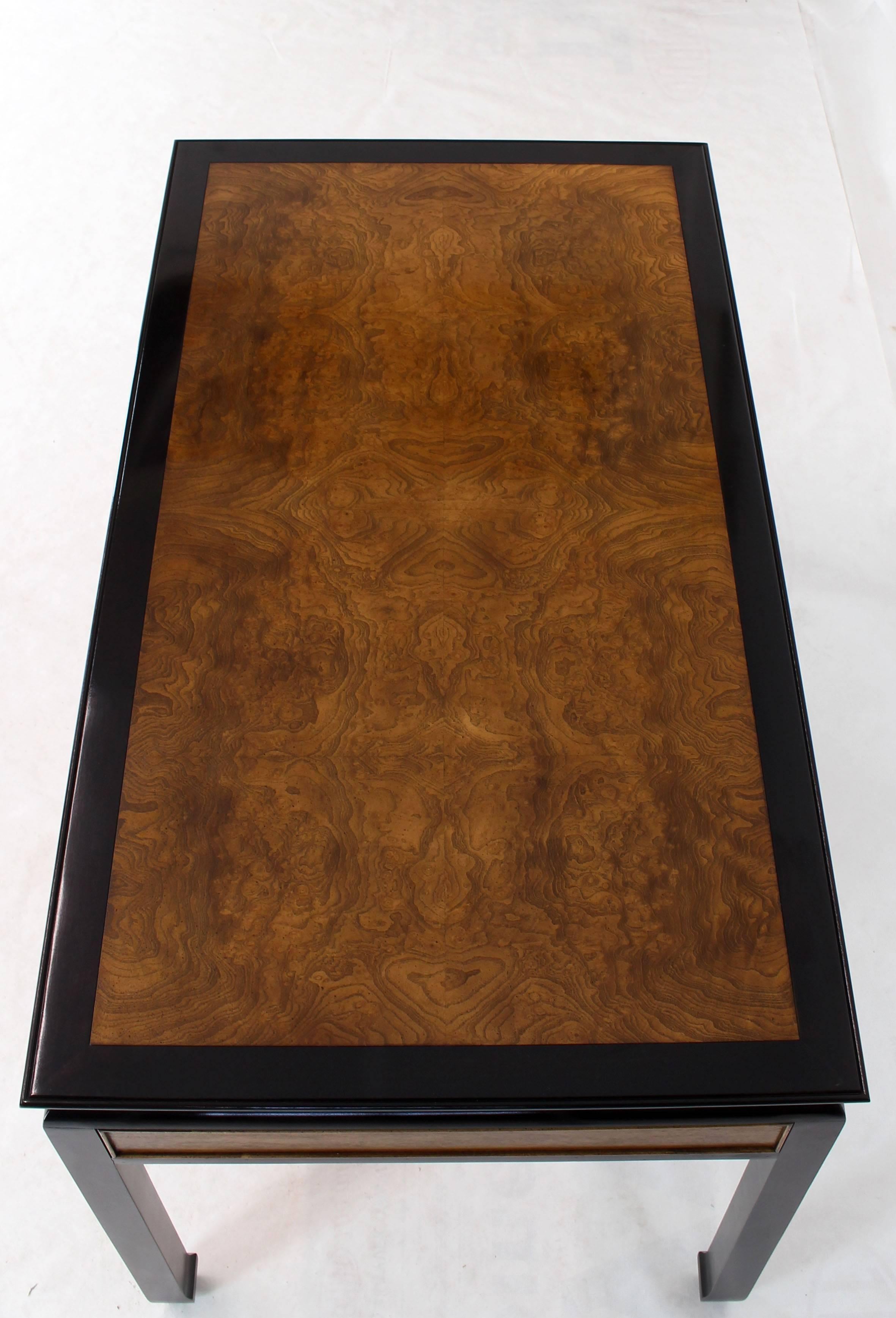 Burl Walnut Black Lacquer Ebonized Black Lacquer Frame Desk 4