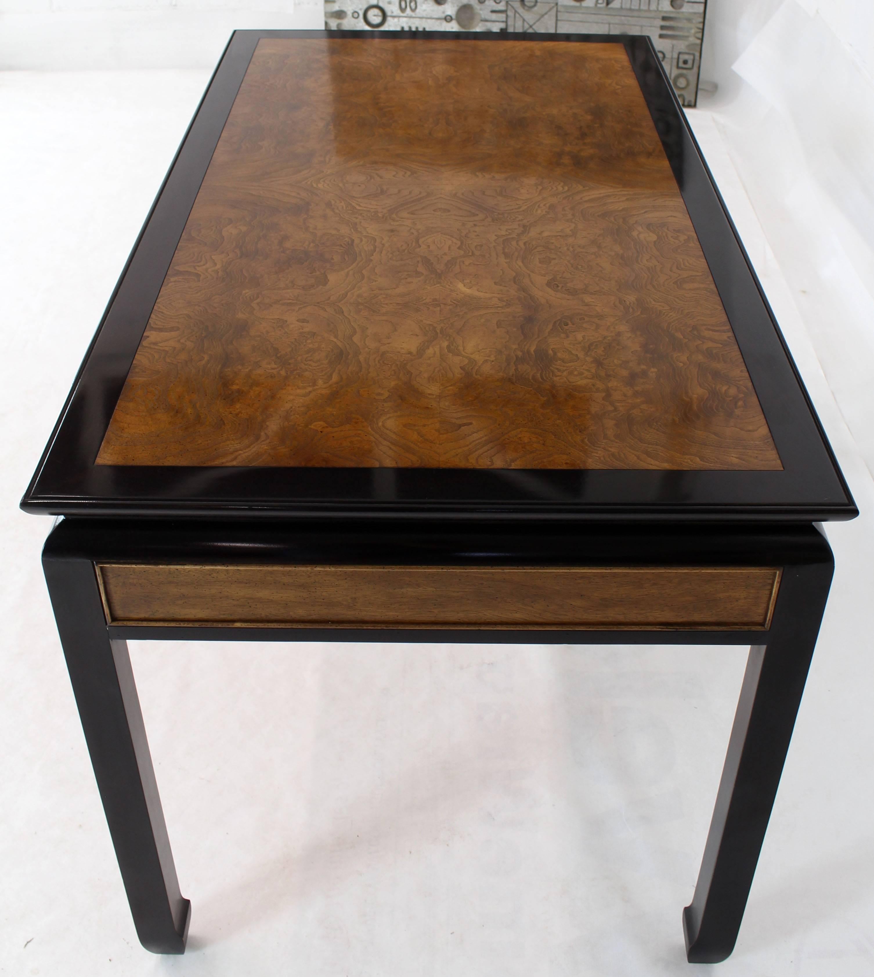 Burl Walnut Black Lacquer Ebonized Black Lacquer Frame Desk 1