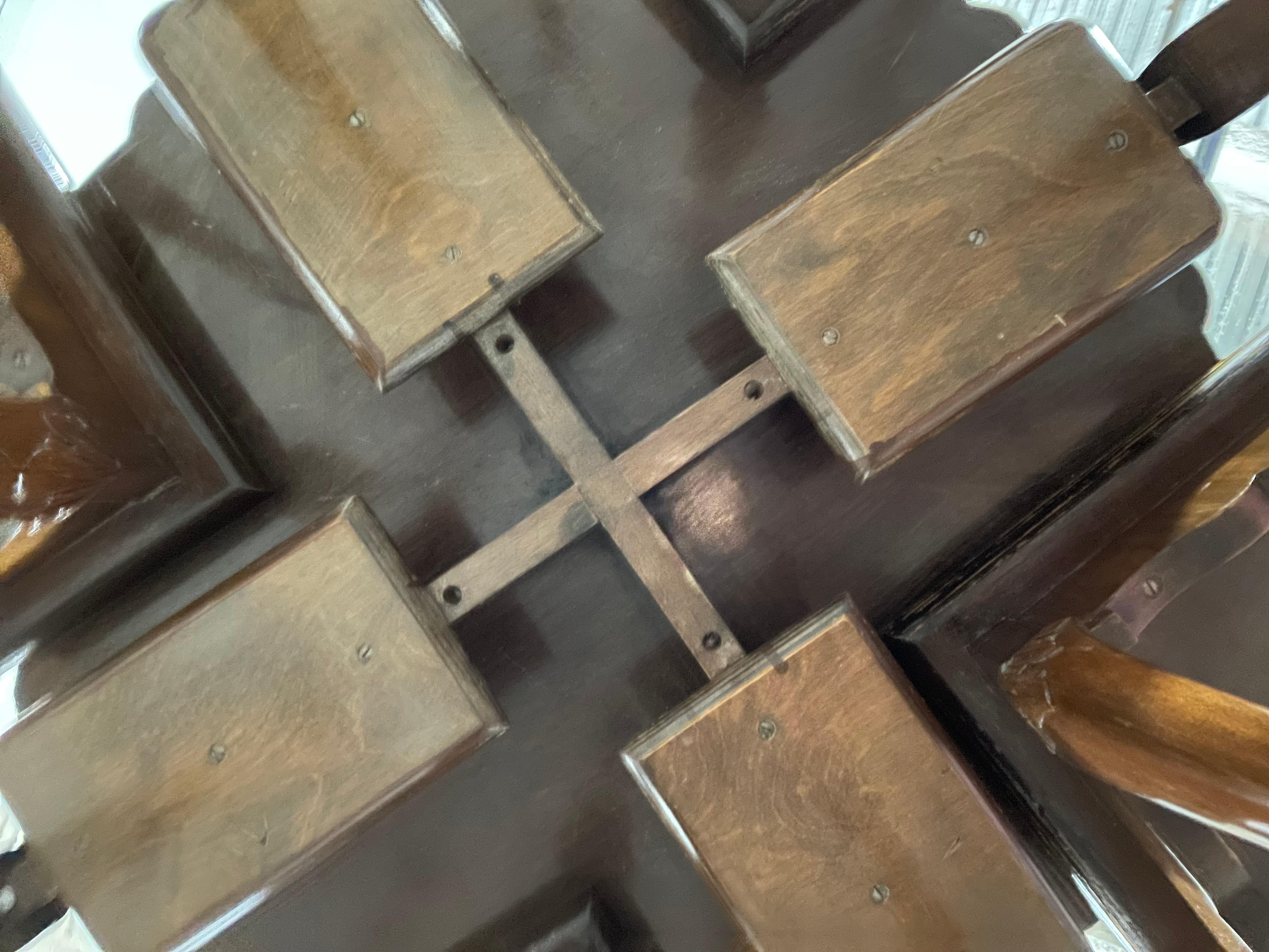 Burl Walnut Coffee Table with Four Smaller Pull-Out Tables, 20th Century 7