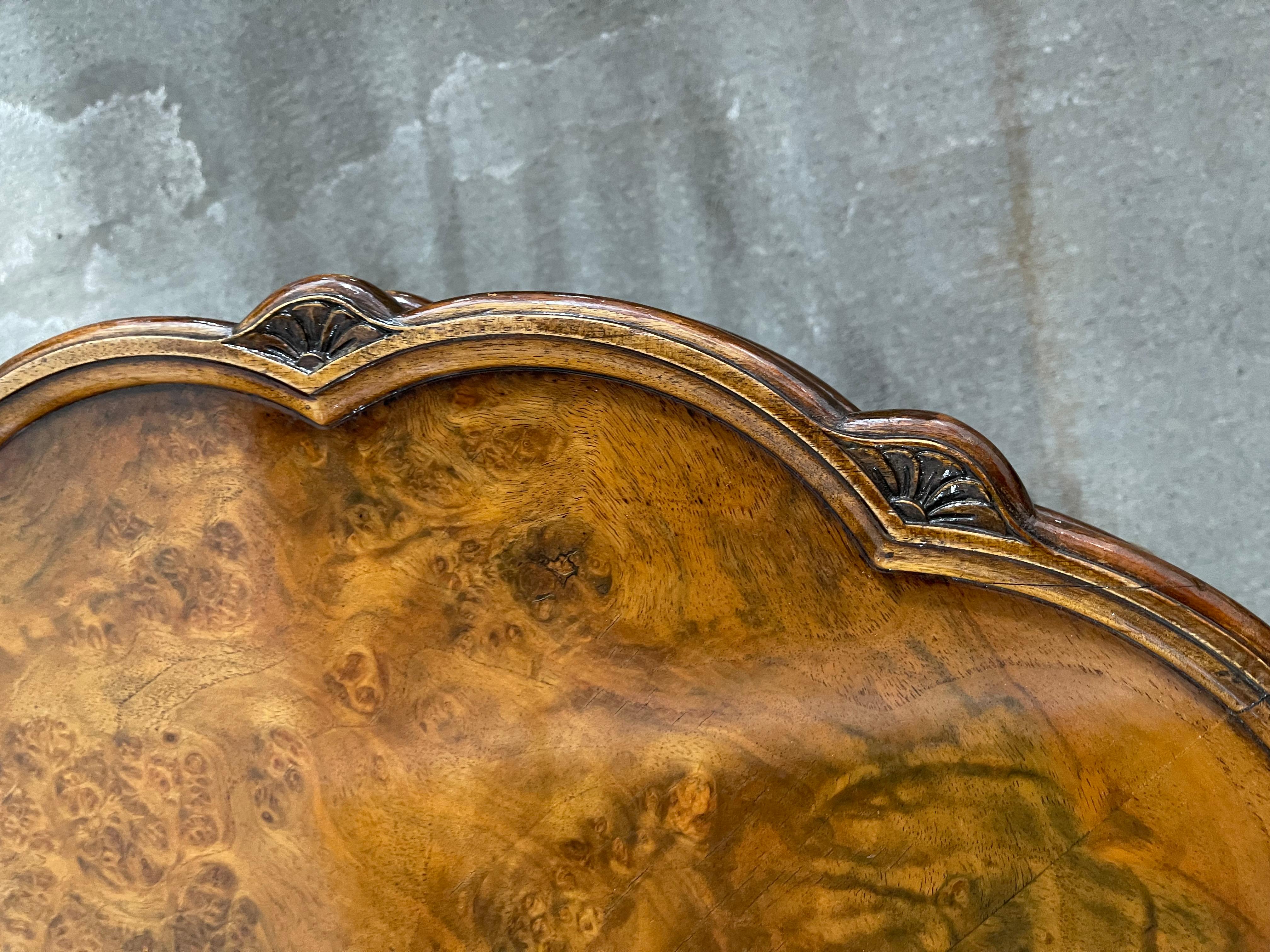 Burl Walnut Coffee Table with Four Smaller Pull-Out Tables, 20th Century 1