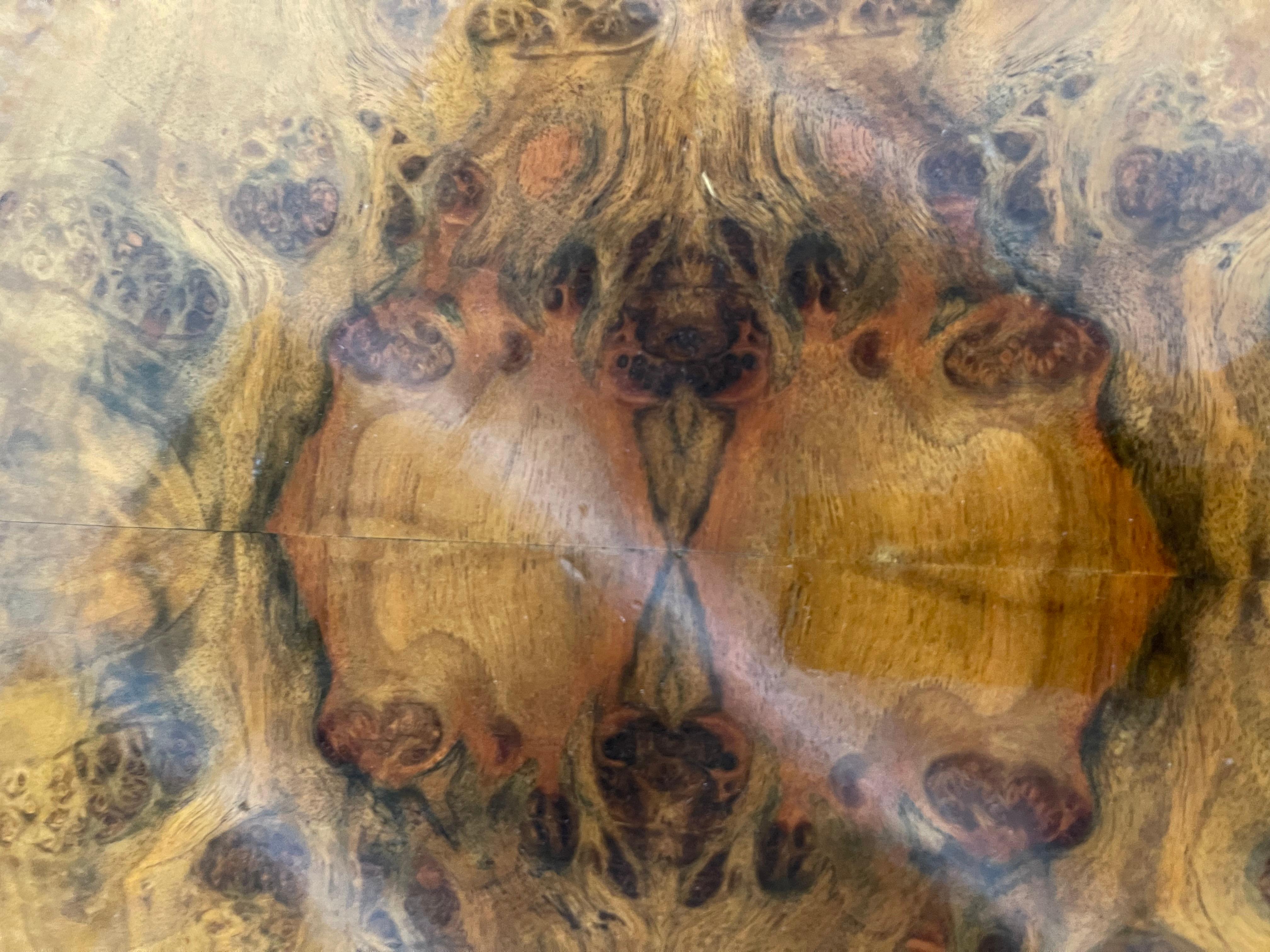 Burl Walnut Coffee Table with Four Smaller Pull-Out Tables, 20th Century 2