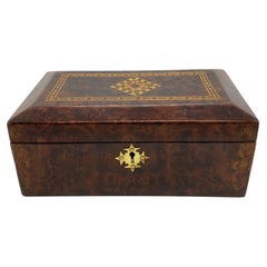 Burl Walnut Gentleman's Accessory Box with Tunbridge Inlays, English, ca. 1860