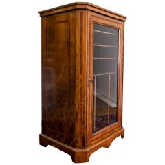 Used Burl Walnut Glass Door Cabinet