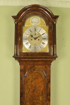 Burl Walnut Longcase Tall Case Clock, John Coates, London