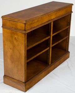 Burl Walnut Low Double Open Bookcase Bookshelf