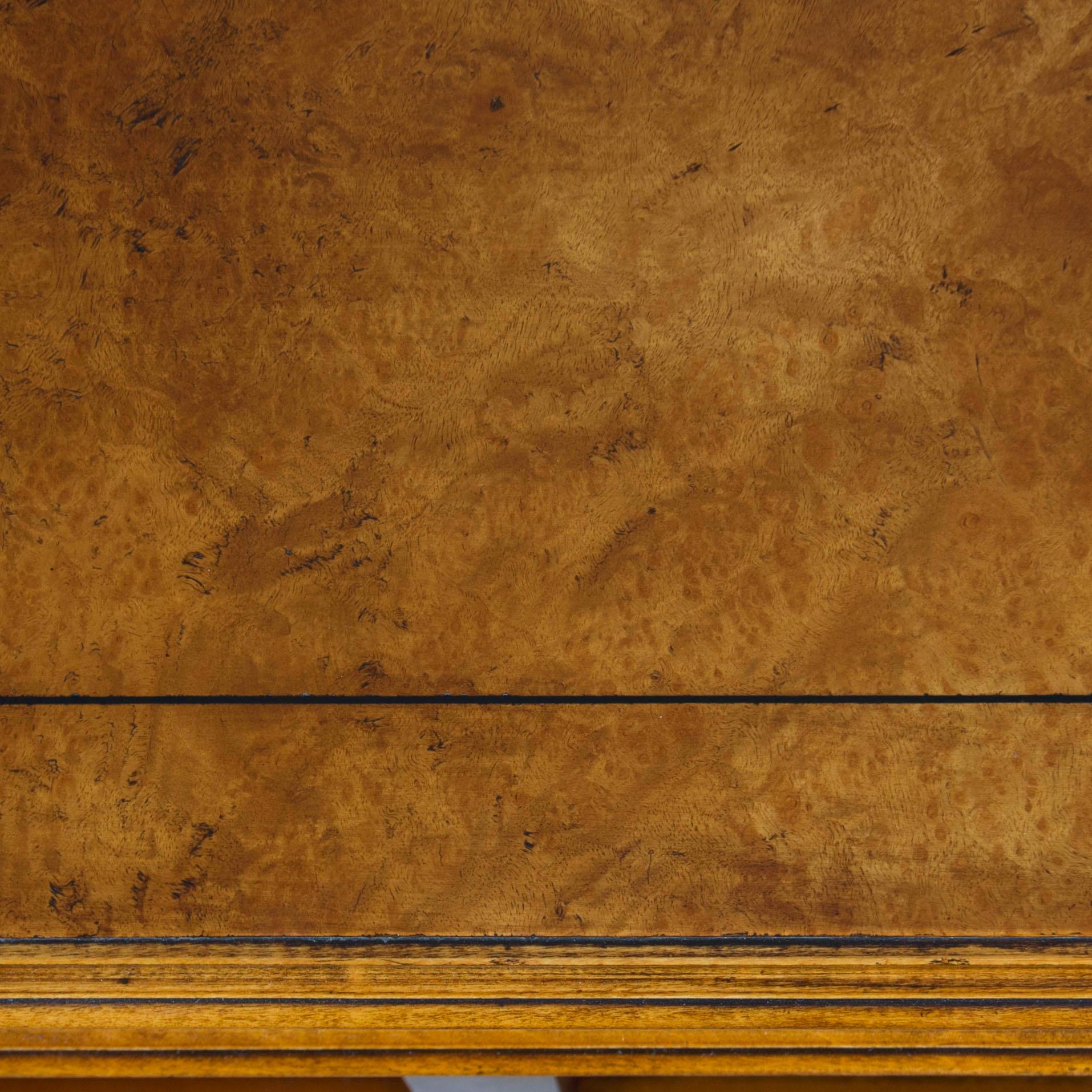 Contemporary Burl Walnut Low Double Open Bookcase Bookshelf For Sale
