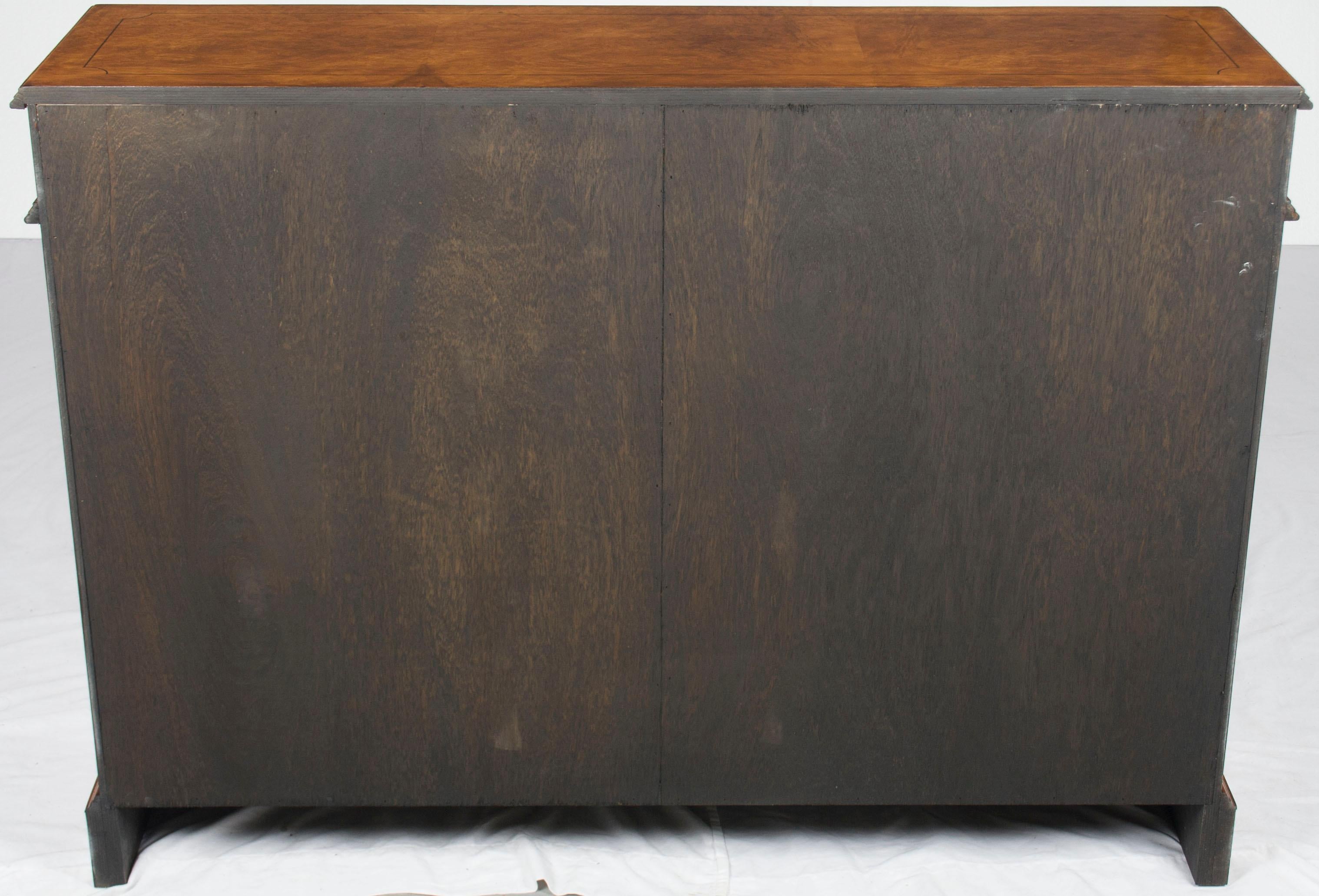Burl Walnut Low Double Open Bookcase Bookshelf For Sale 2