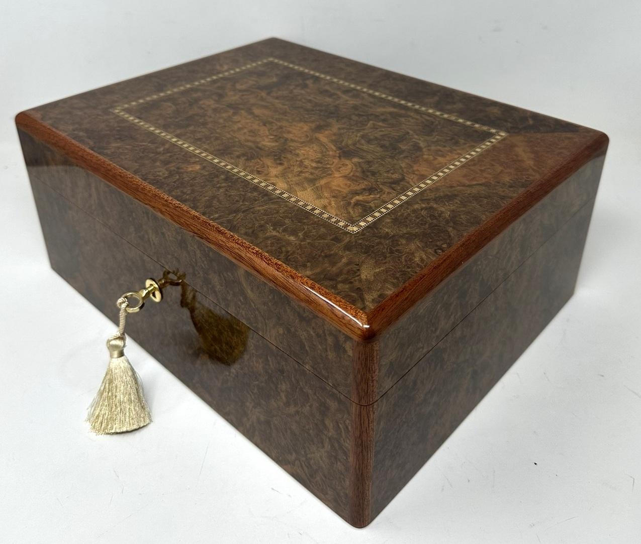 Polished Burl Walnut Mahogany Handmade Jewelry Casket Box by Manning of Ireland Irish New