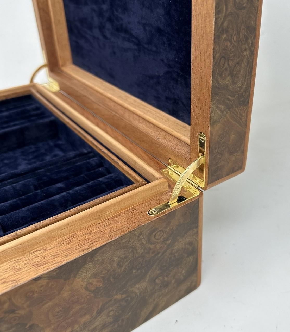 Burl Walnut Mahogany Handmade Jewelry Casket Box by Manning of Ireland Irish New For Sale 1