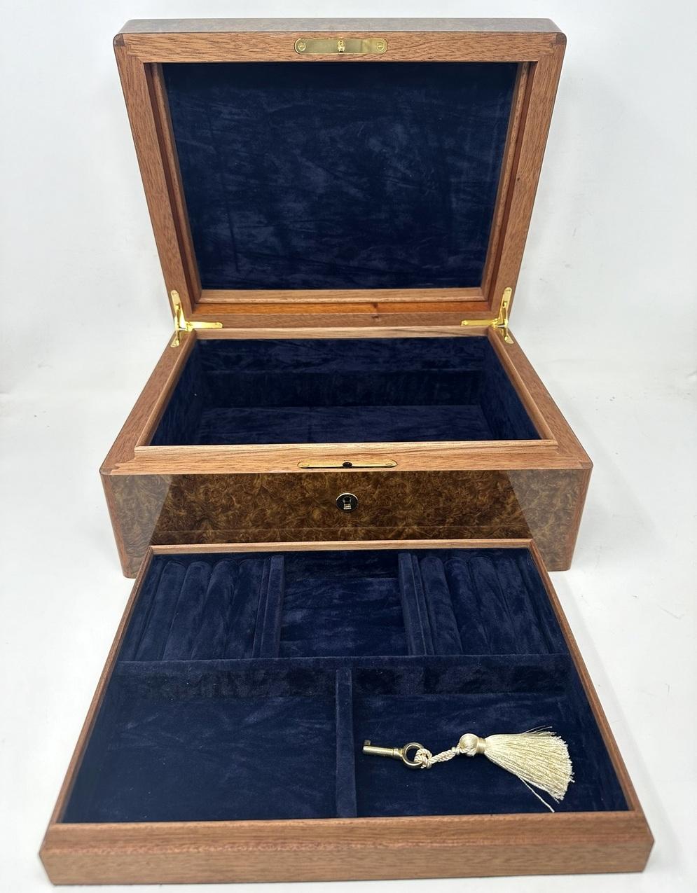 Burl Walnut Mahogany Handmade Jewelry Casket Box by Manning of Ireland Irish New 1