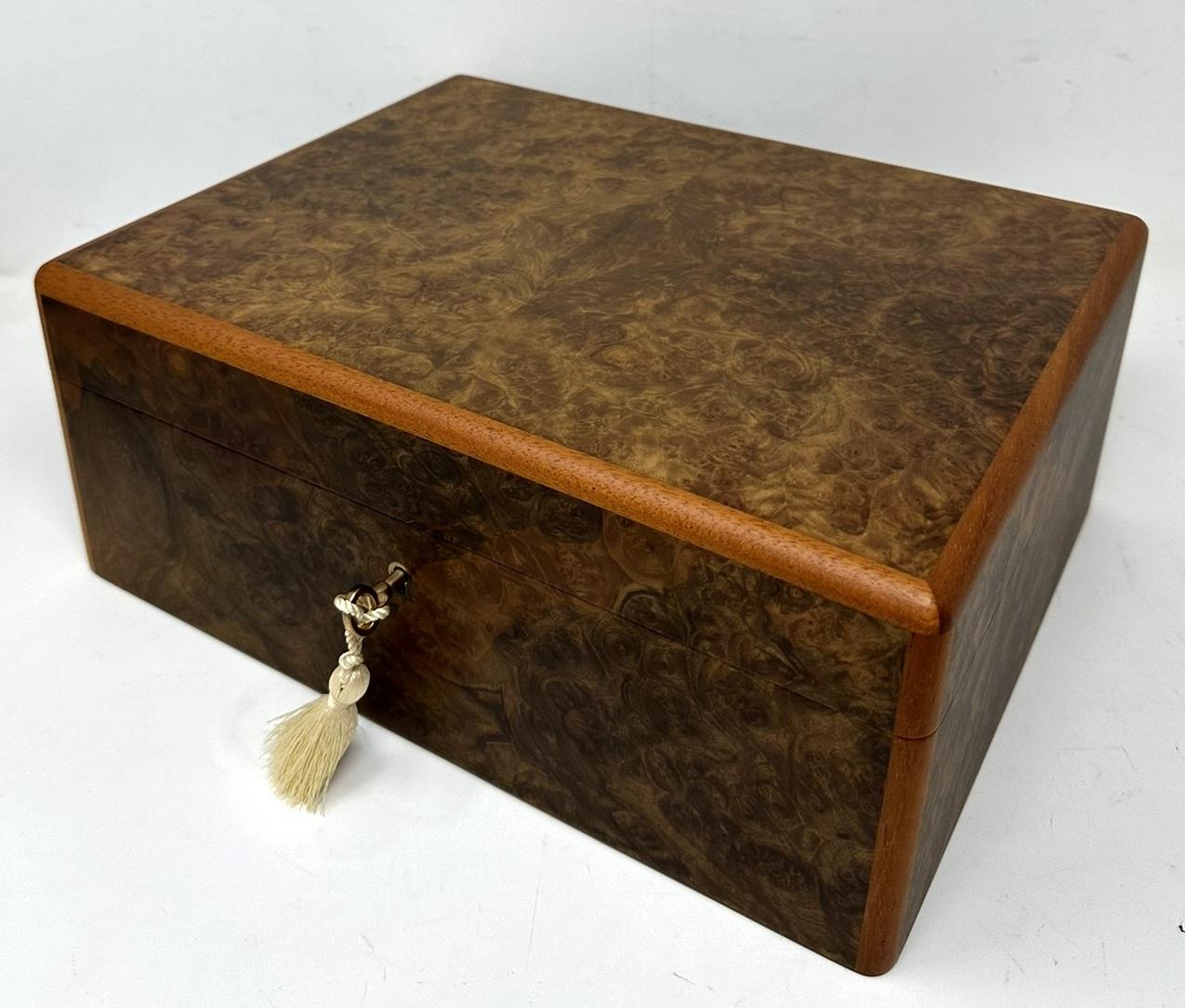 Burl Walnut Mahogany Handmade Jewelry Casket Box by Manning of Ireland Irish New For Sale 2
