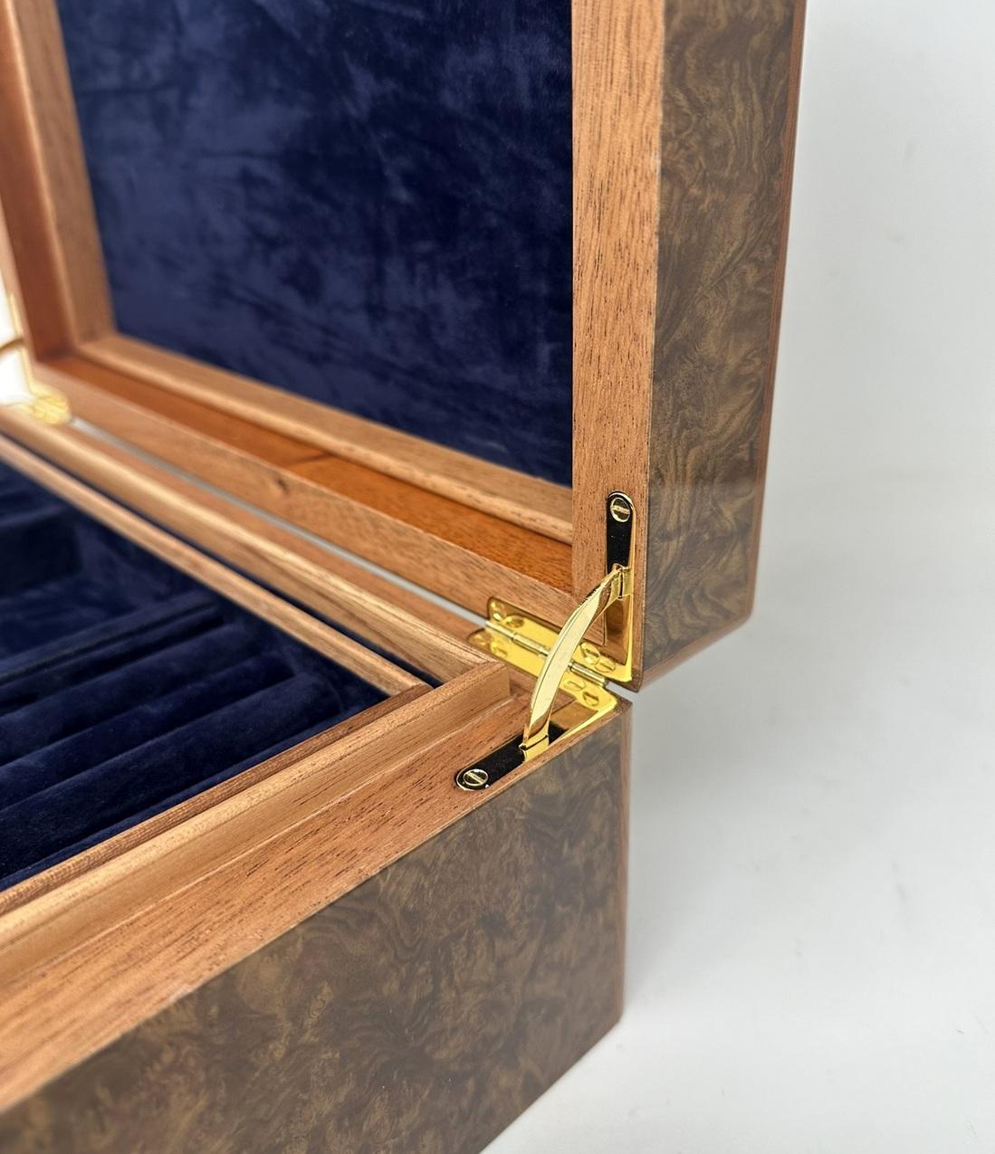 Burl Walnut Mahogany Handmade Jewelry Casket Box by Manning of Ireland Irish New 3