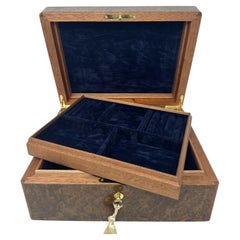 Caja cofre para joyas hecha a mano de caoba y nogal burl by Manning of Ireland Irish New