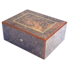 Burl Walnut Mahogany Handmade Jewelry Casket Box by Manning of Ireland Irish New