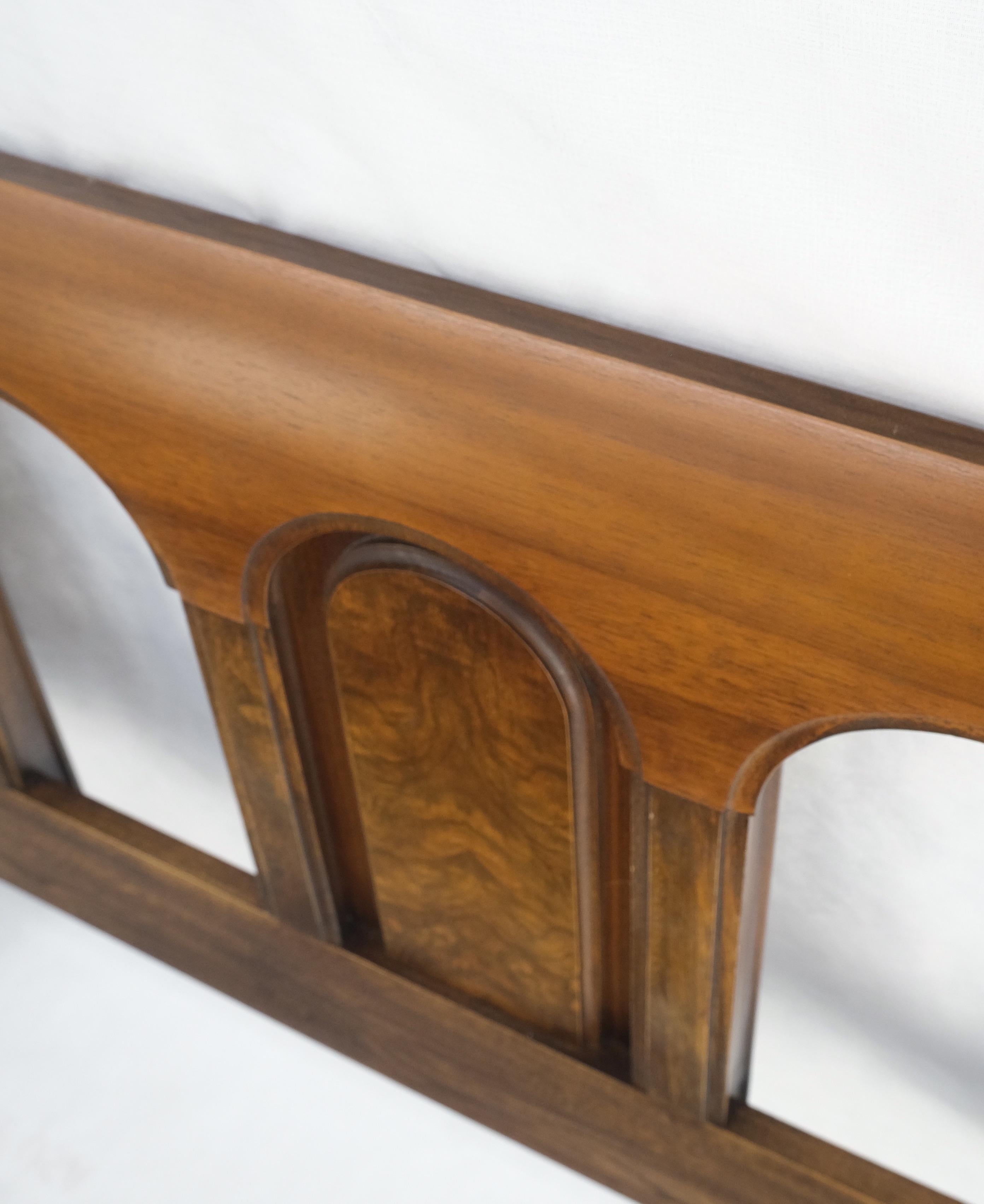 American Burl & Walnut Mid Century Modern Queen Head Board Bed Mint