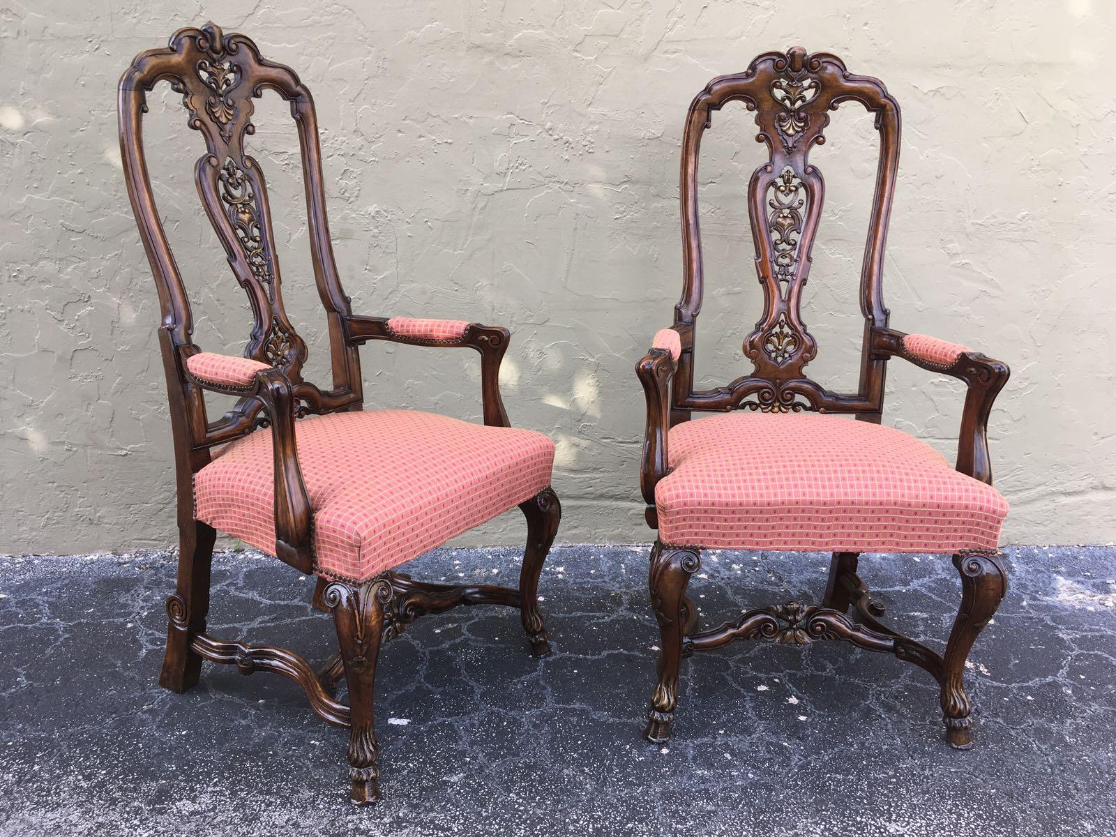 English Burl Walnut Queen Anne Style Pair of Armchairs, circa 1940 For Sale