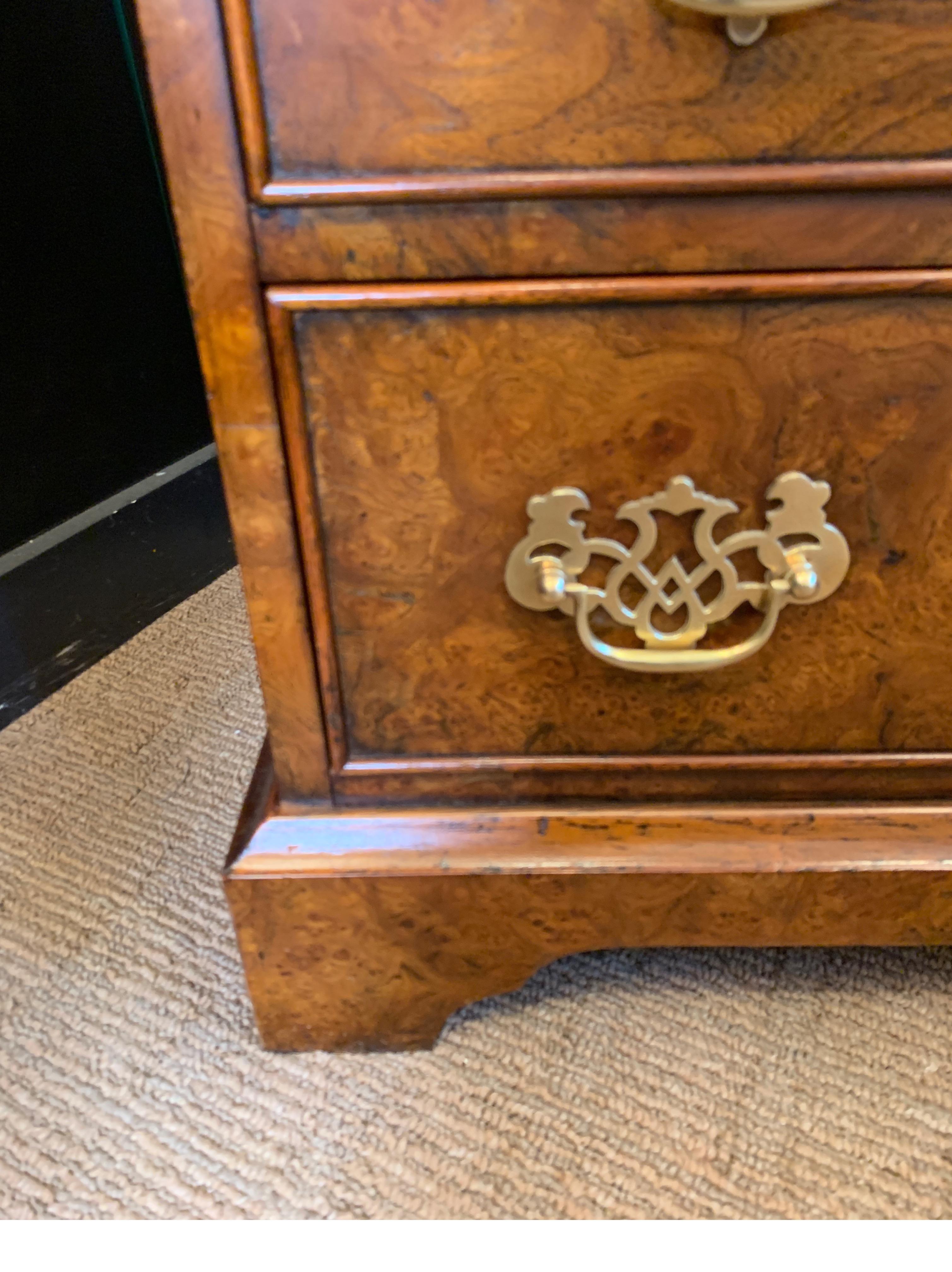 Chippendale Burl Walnut Slim Secretary Desk by Baker Furniture