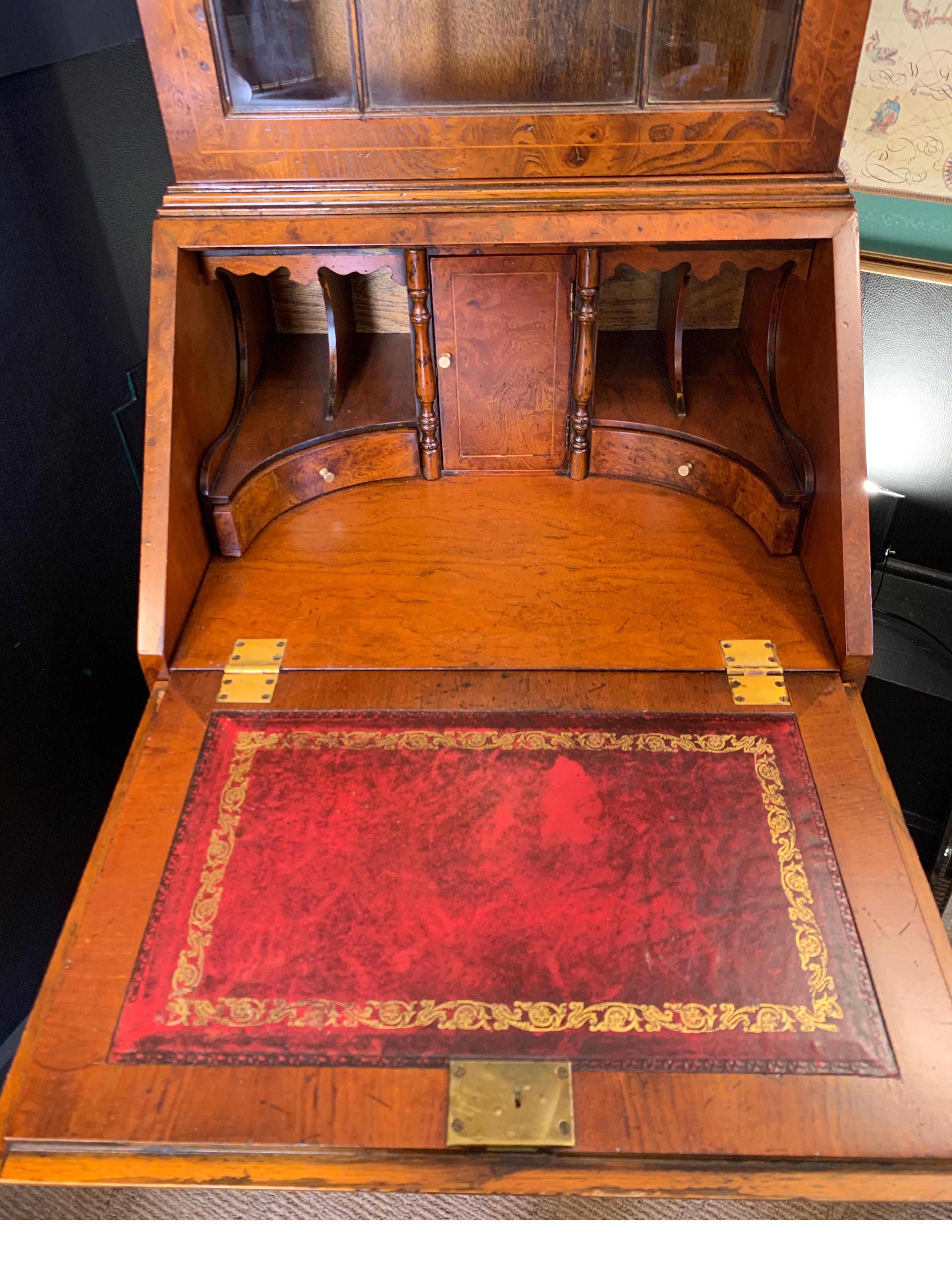 American Burl Walnut Slim Secretary Desk by Baker Furniture