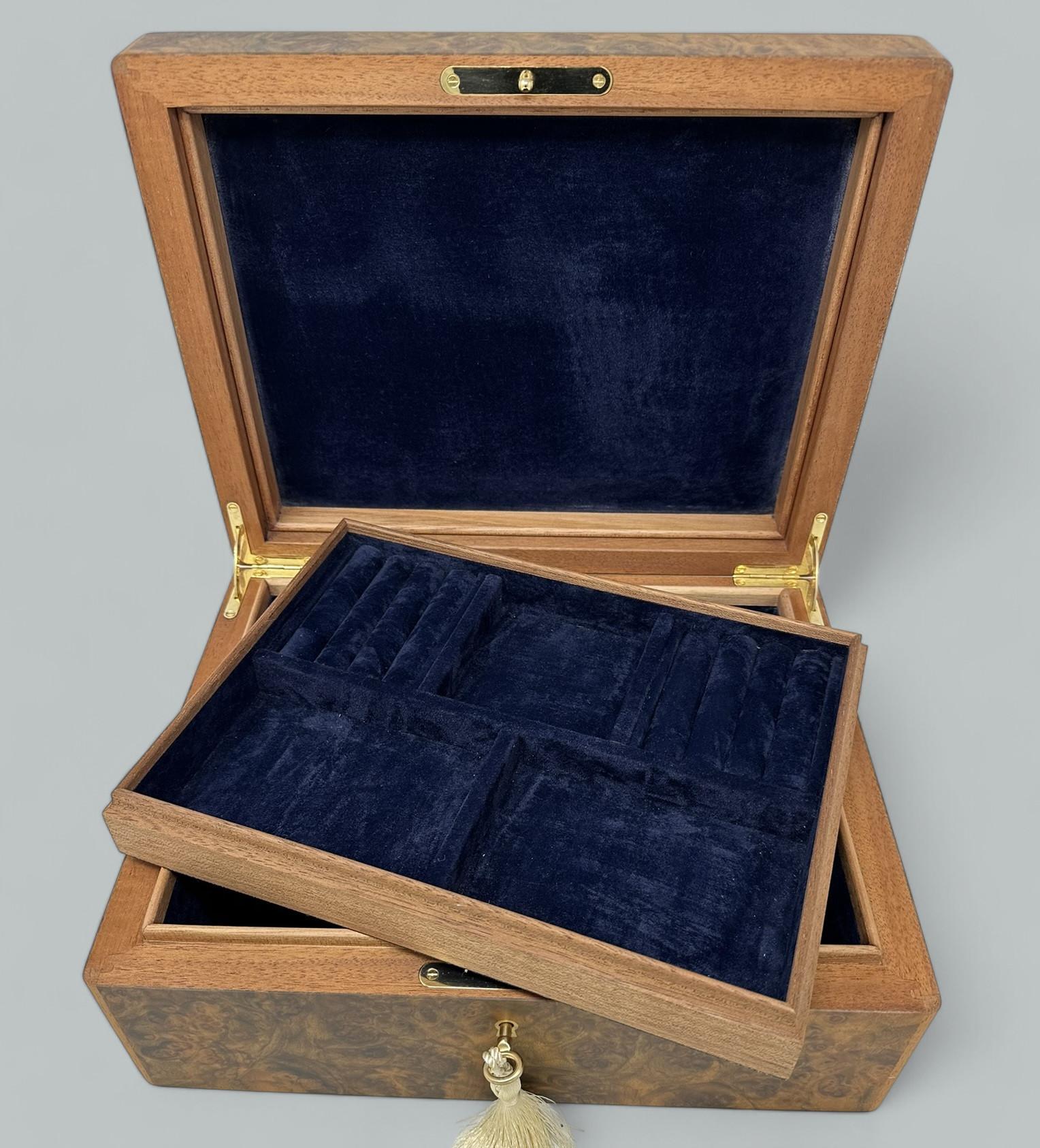 Polished Burl Walnut Thuya Wood Handmade Jewelry Casket Box Manning of Ireland Irish New