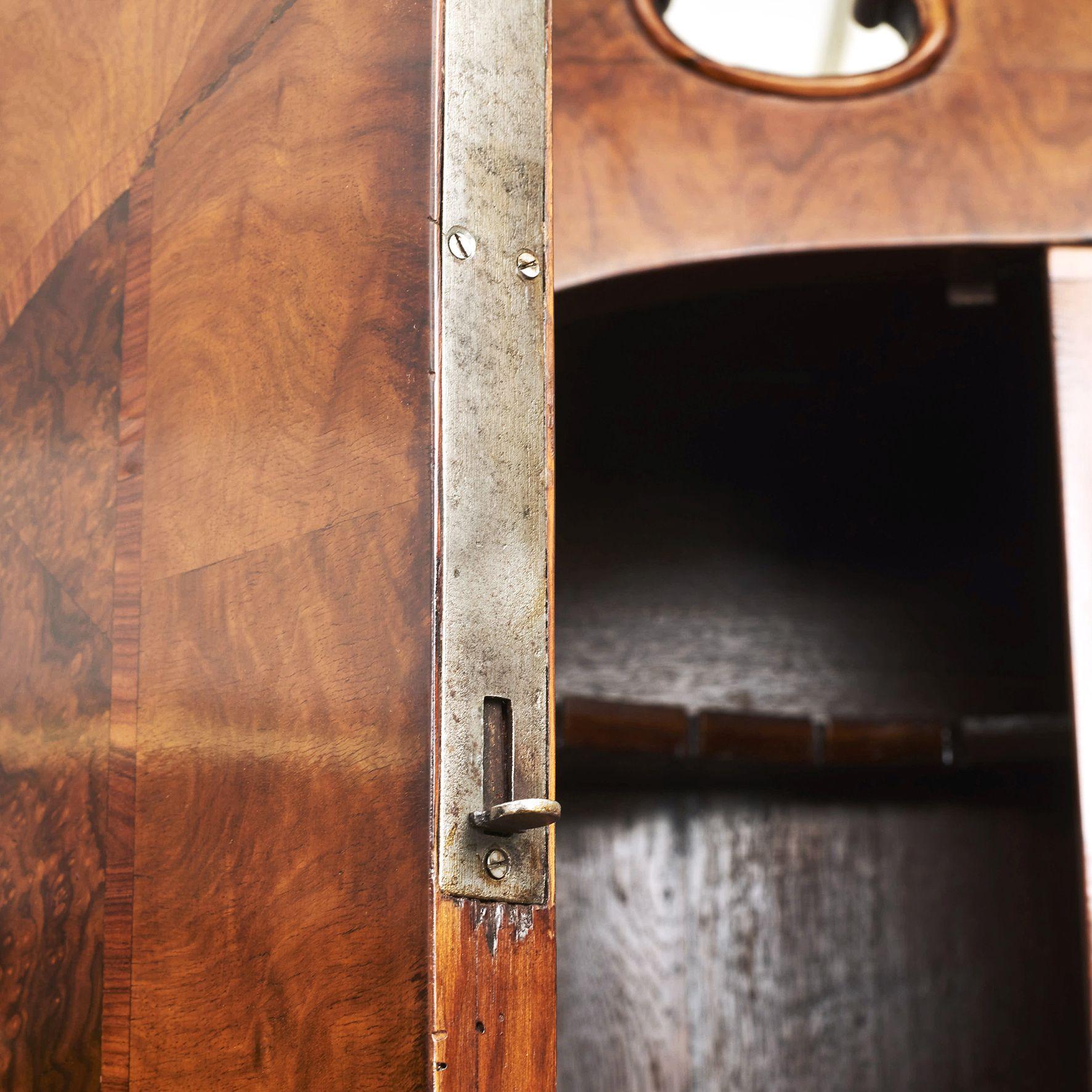 Brass Bureau / Secretary In Burl Walnut For Sale