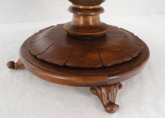 Burl Walnut Wood Top Round Carved Lotus Shape Base Dining Center Table Mint!