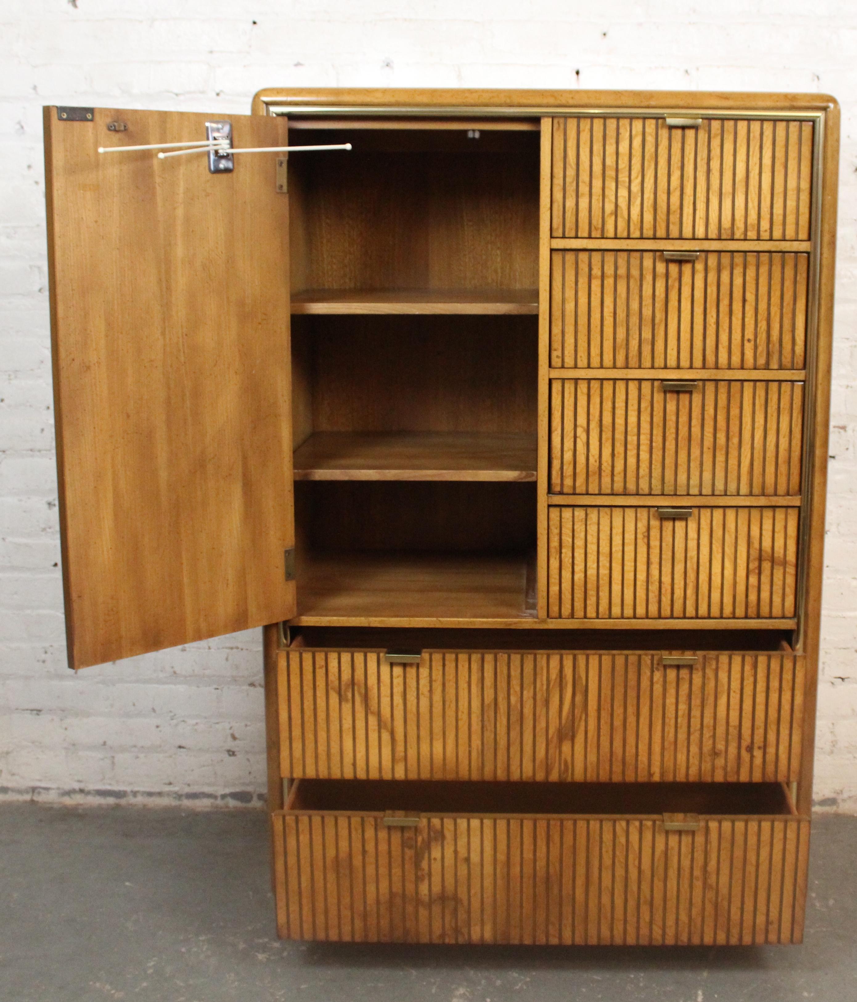 Mid-Century Modern Burl Wardrobe by American of Martinsville For Sale