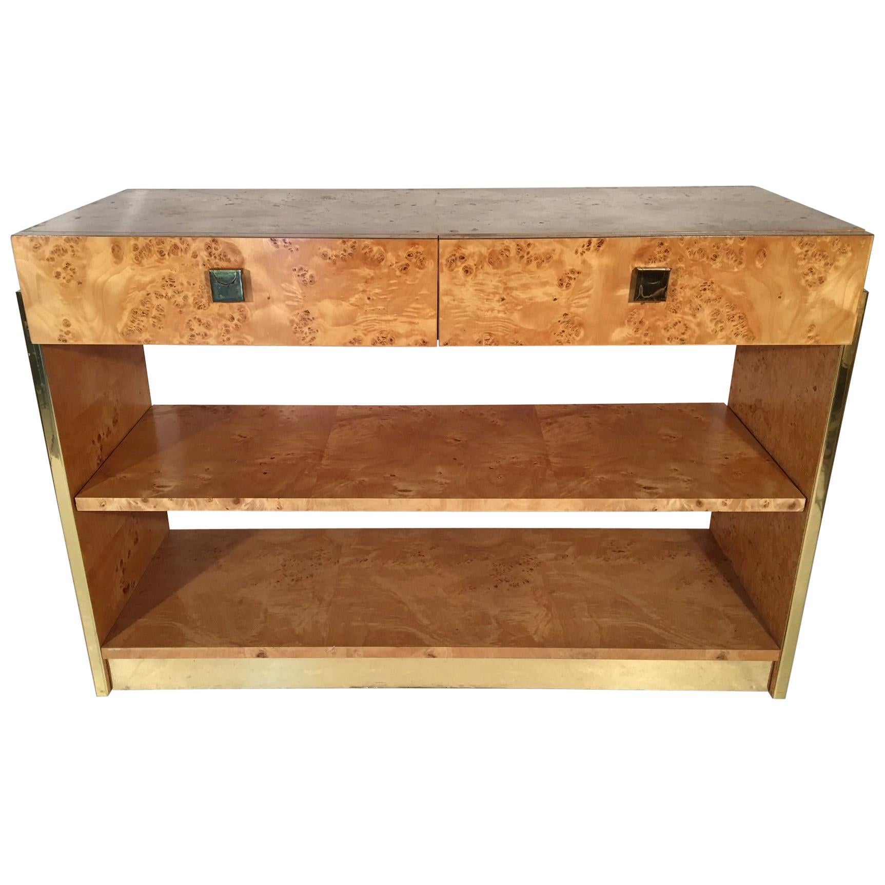 Burl Wood and Brass Rolling Server