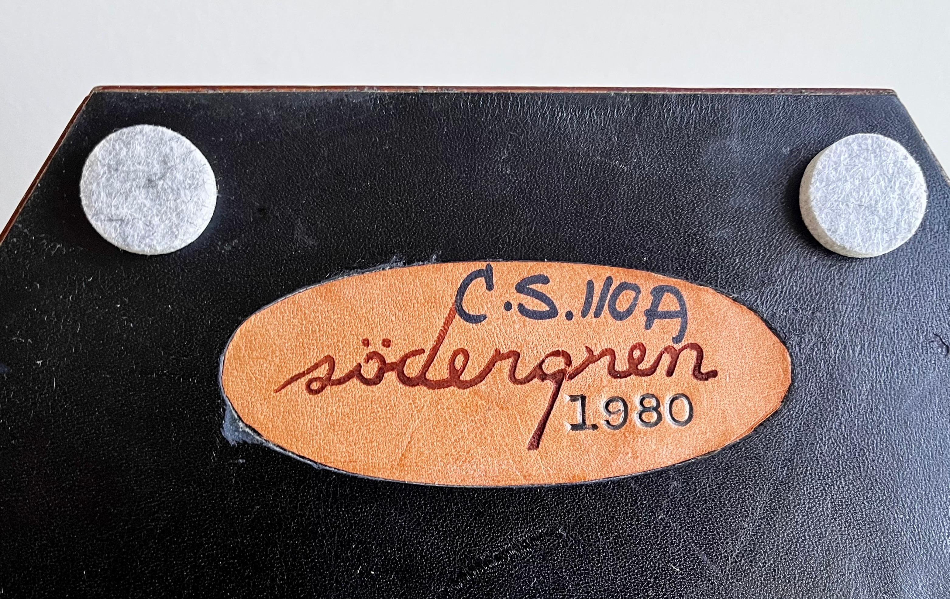 Sechseckige dekorative Schachtel aus Wurzelholz und Leder von Evert Sodergren, 1980 im Angebot 7