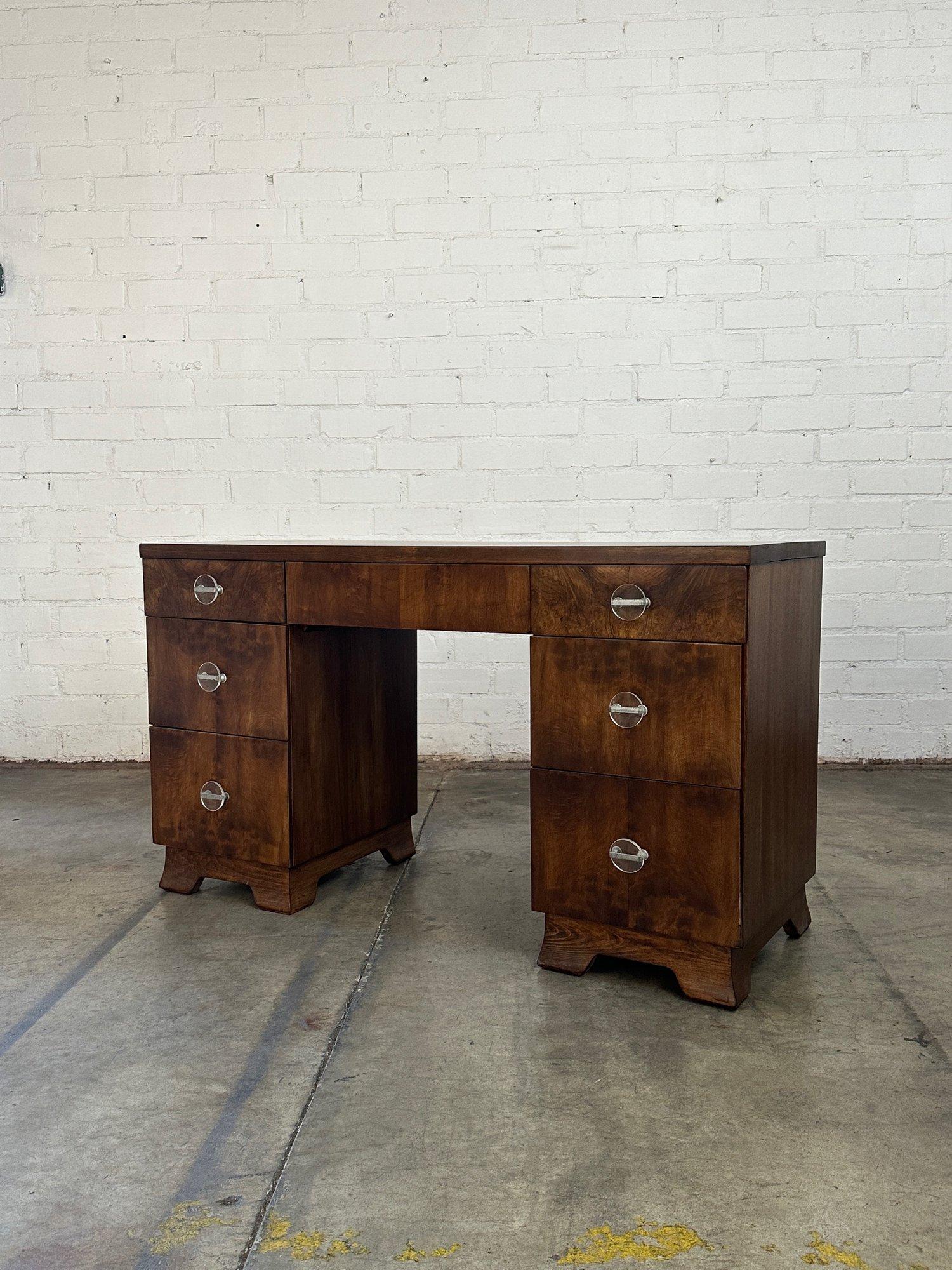 Burl Wood and Lucite Writing Desk For Sale 2