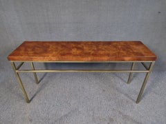 Burl Wood and Metal Console Table