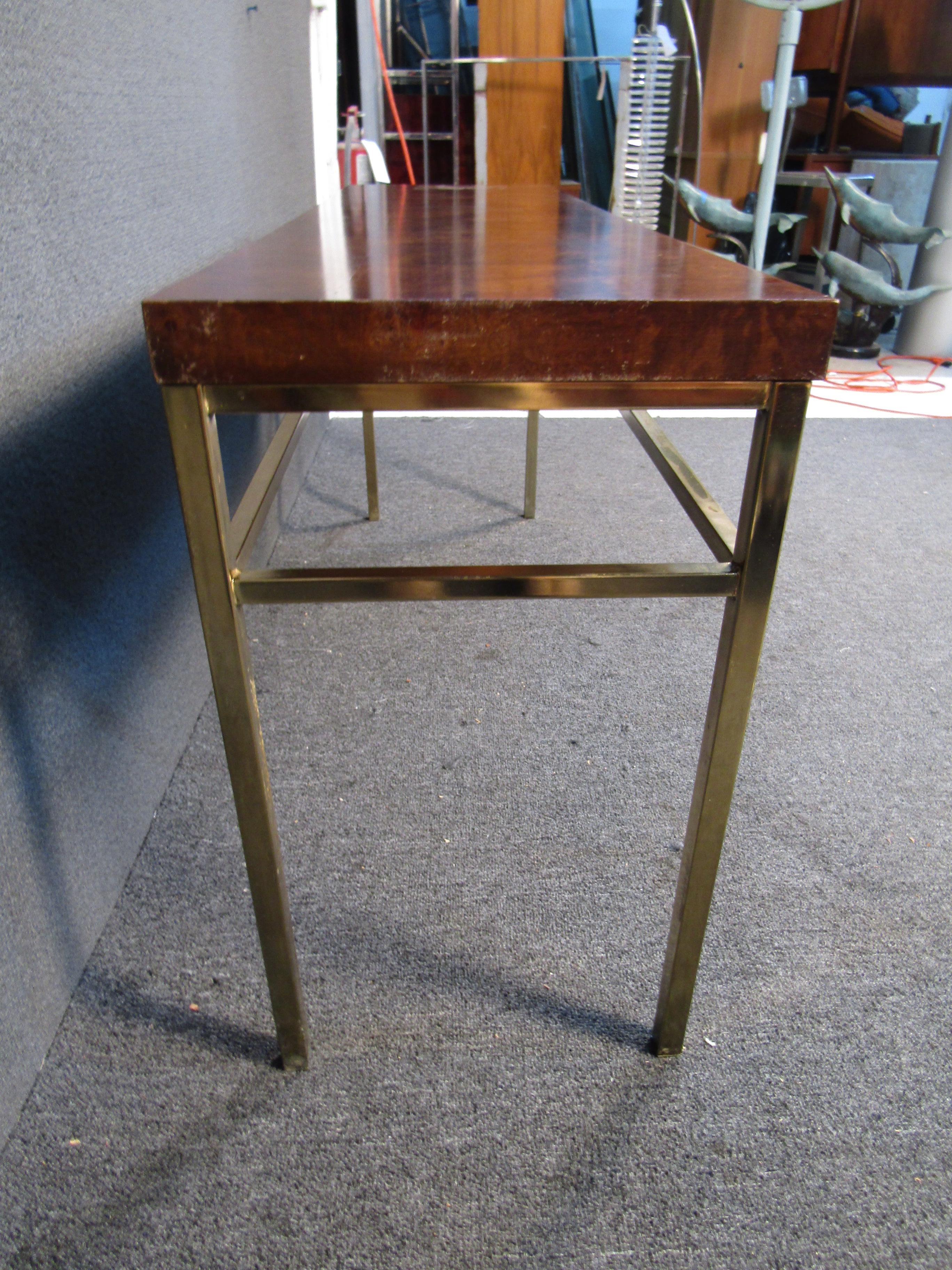 Burl Wood and Metal Console Table For Sale 1