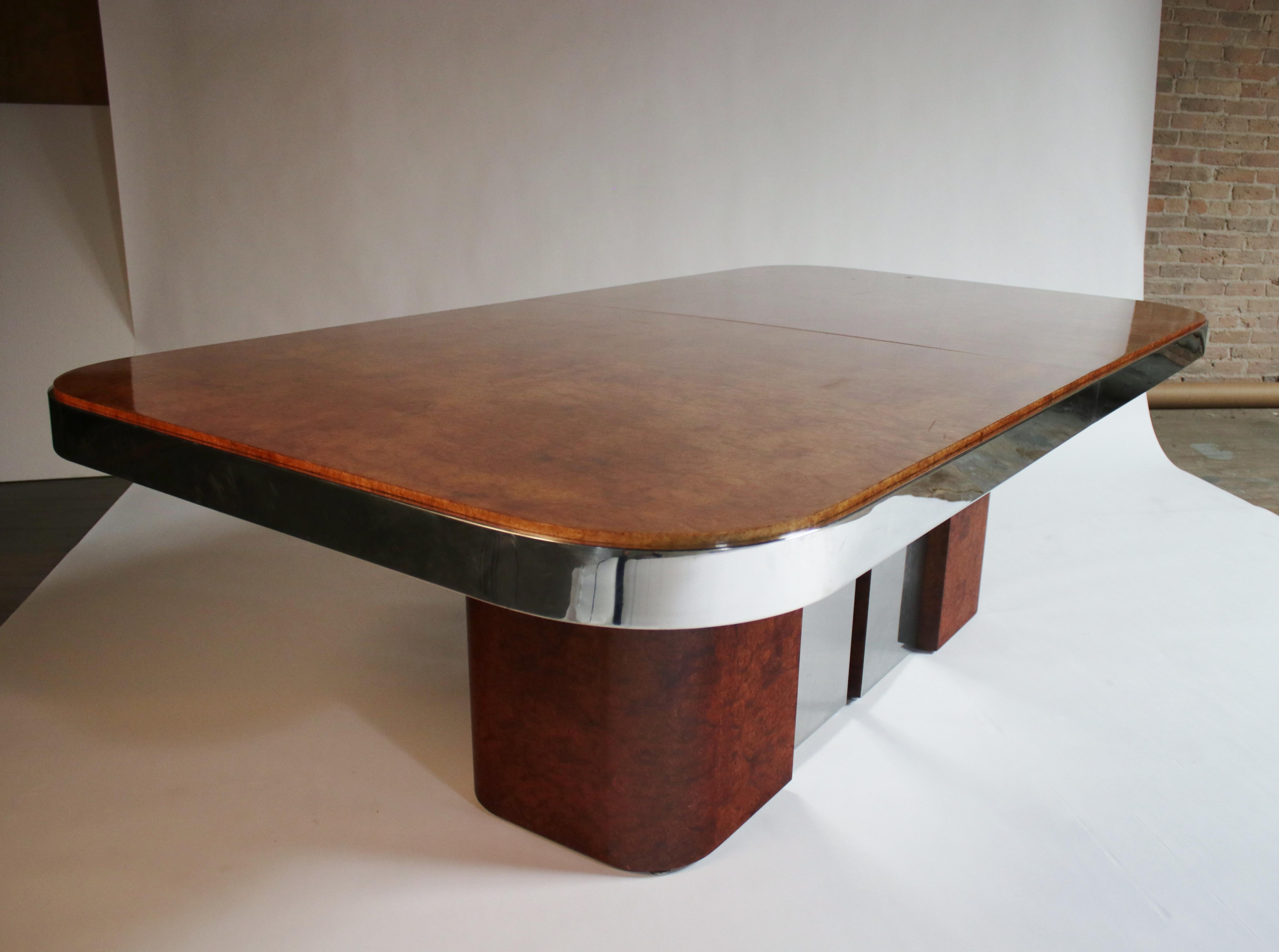 Stanley Jay Friedman for Brueton Burl Wood and Steel Dining Table 6