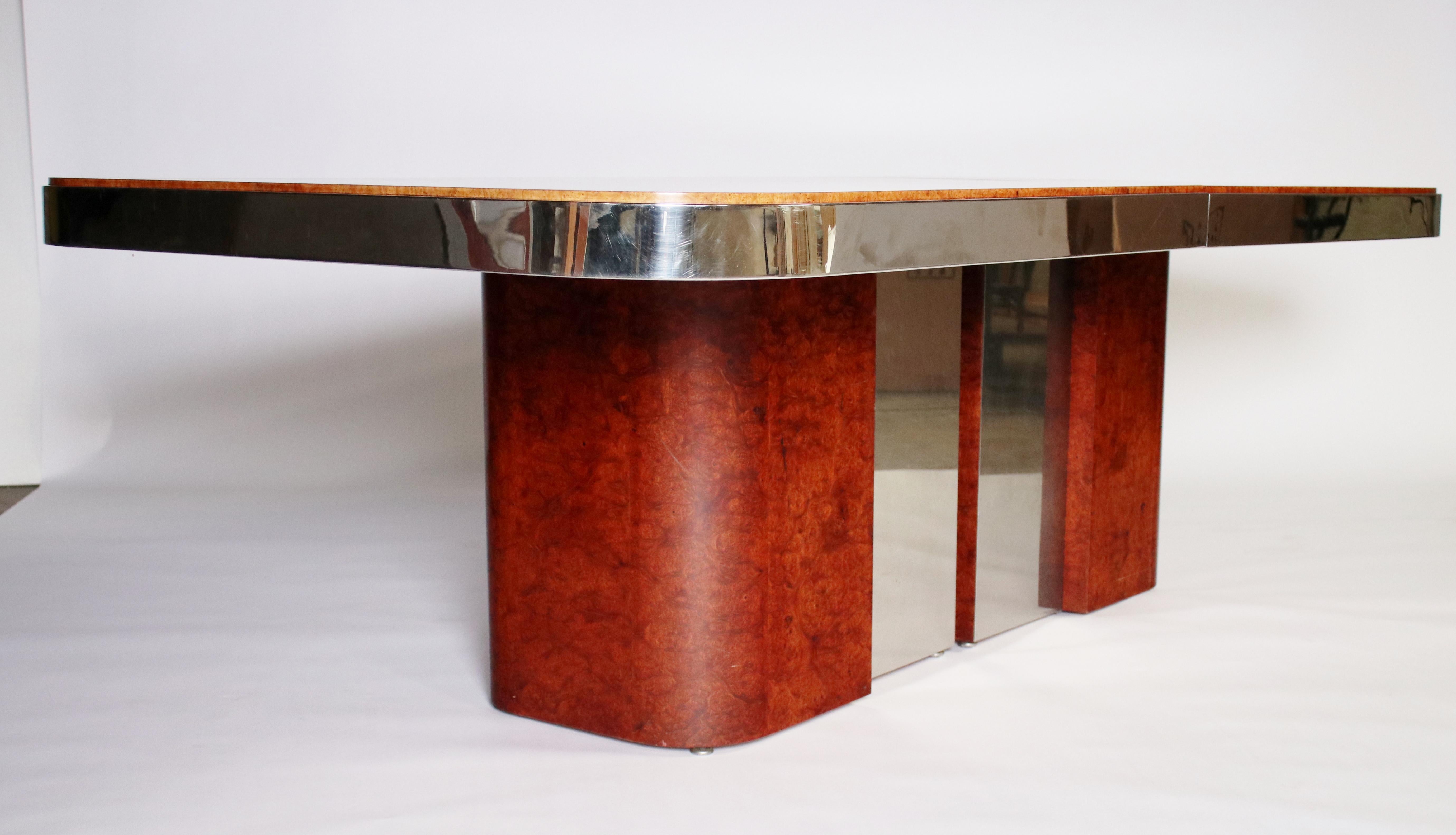 Stanley Jay Friedman for Brueton Burl Wood and Steel Dining Table 7