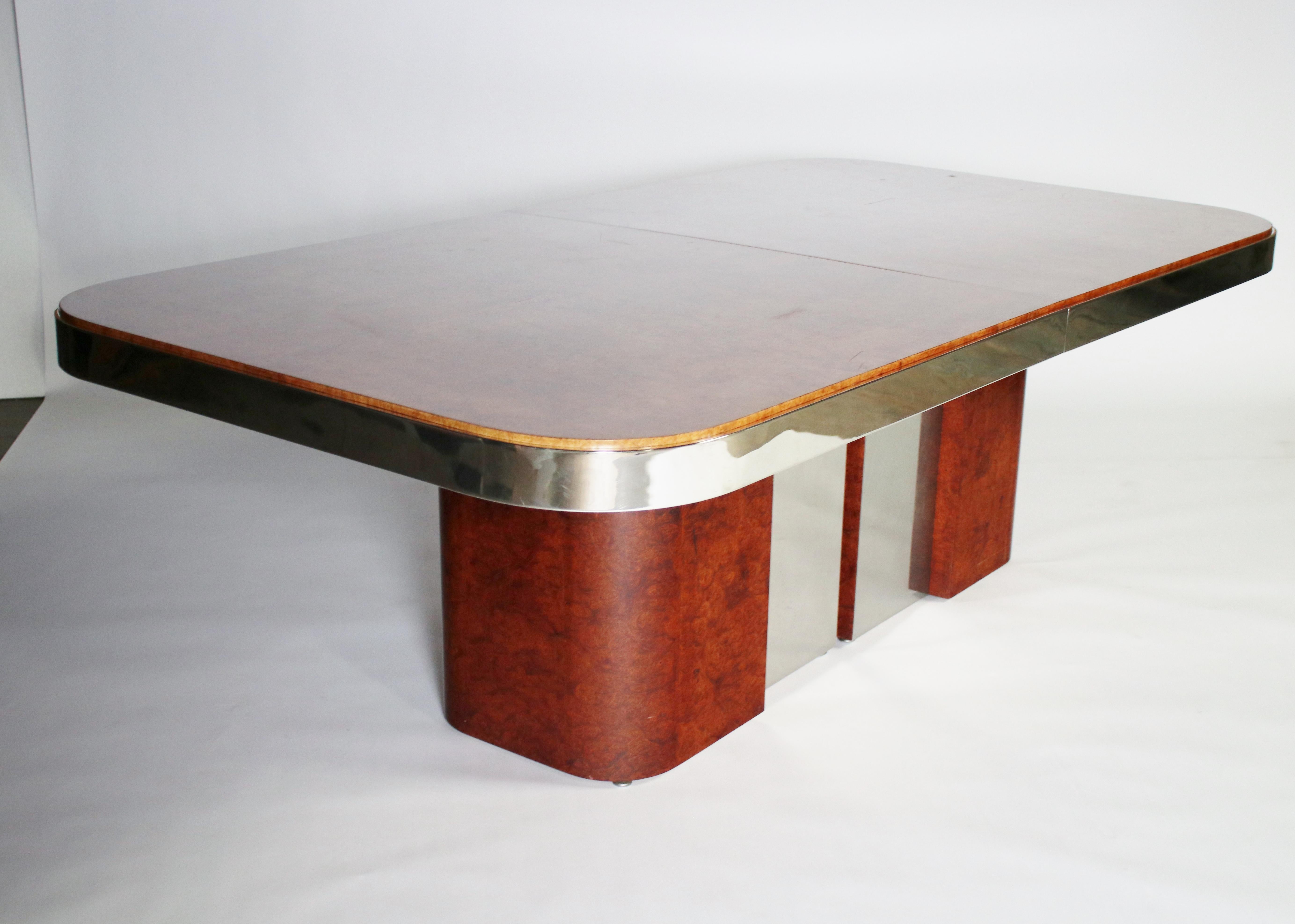 Stanley Jay Friedman for Brueton Burl Wood and Steel Dining Table 8