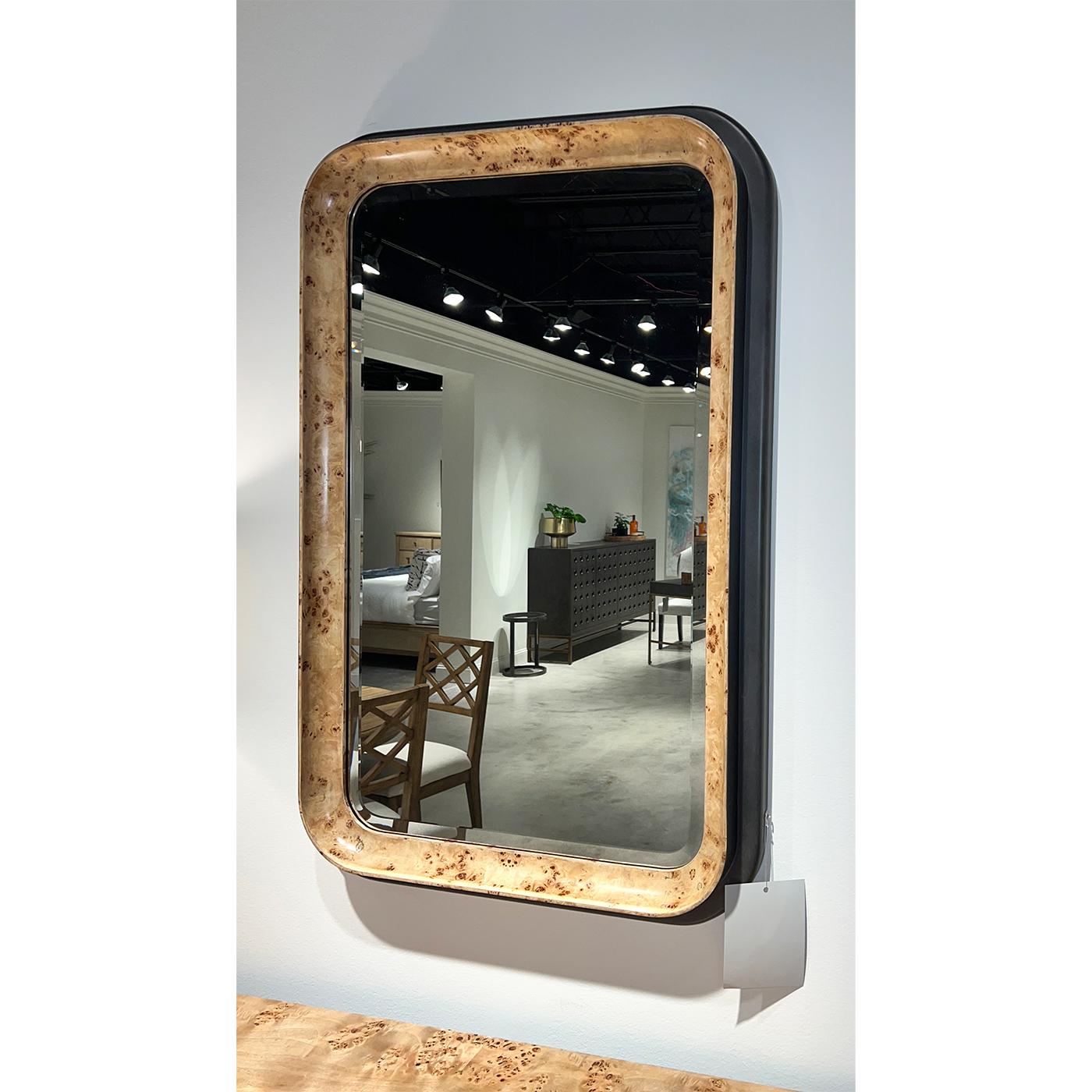 Burl Wood Art Deco Mirror Art Decó en venta