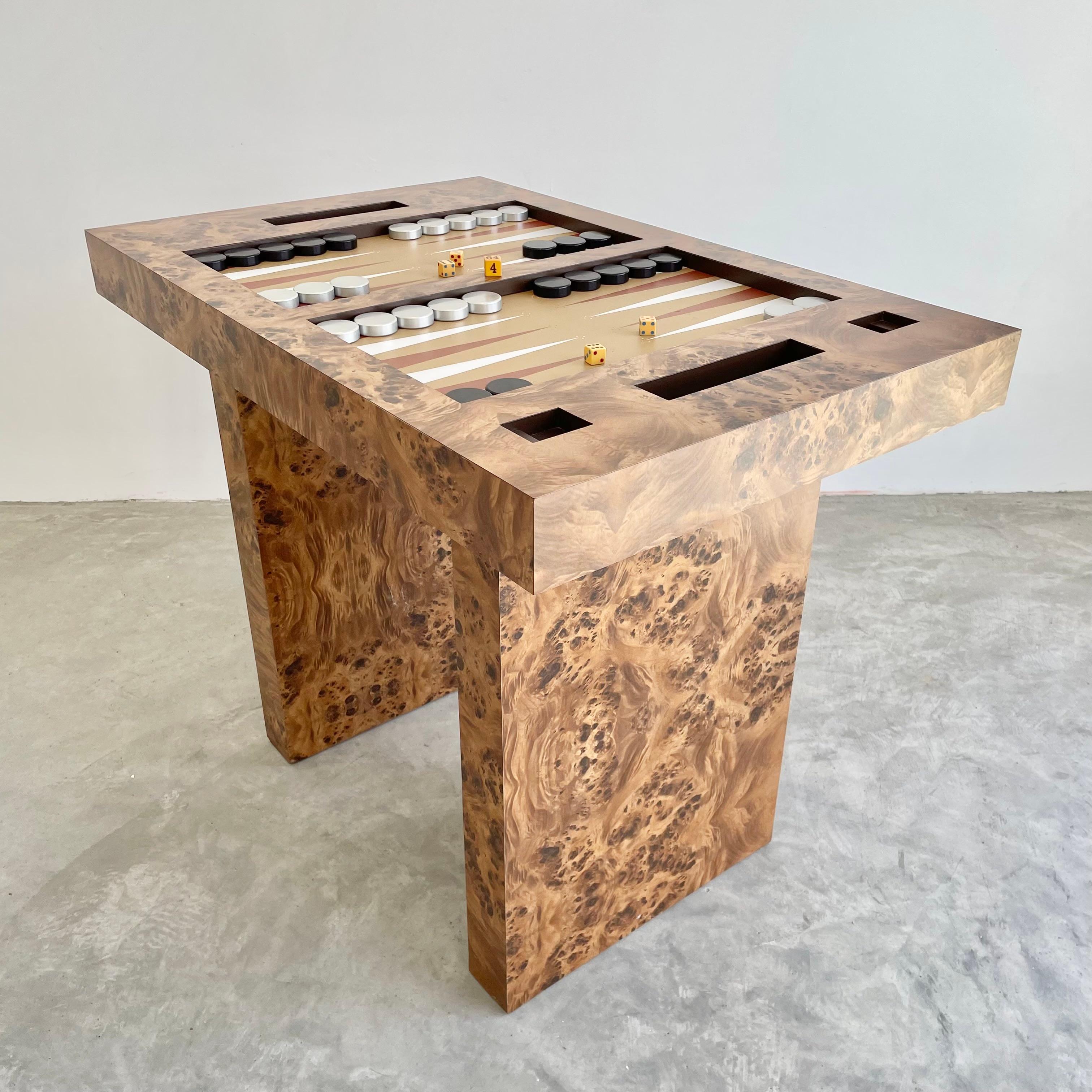 Burl Wood Backgammon Table, 1970s, USA 3