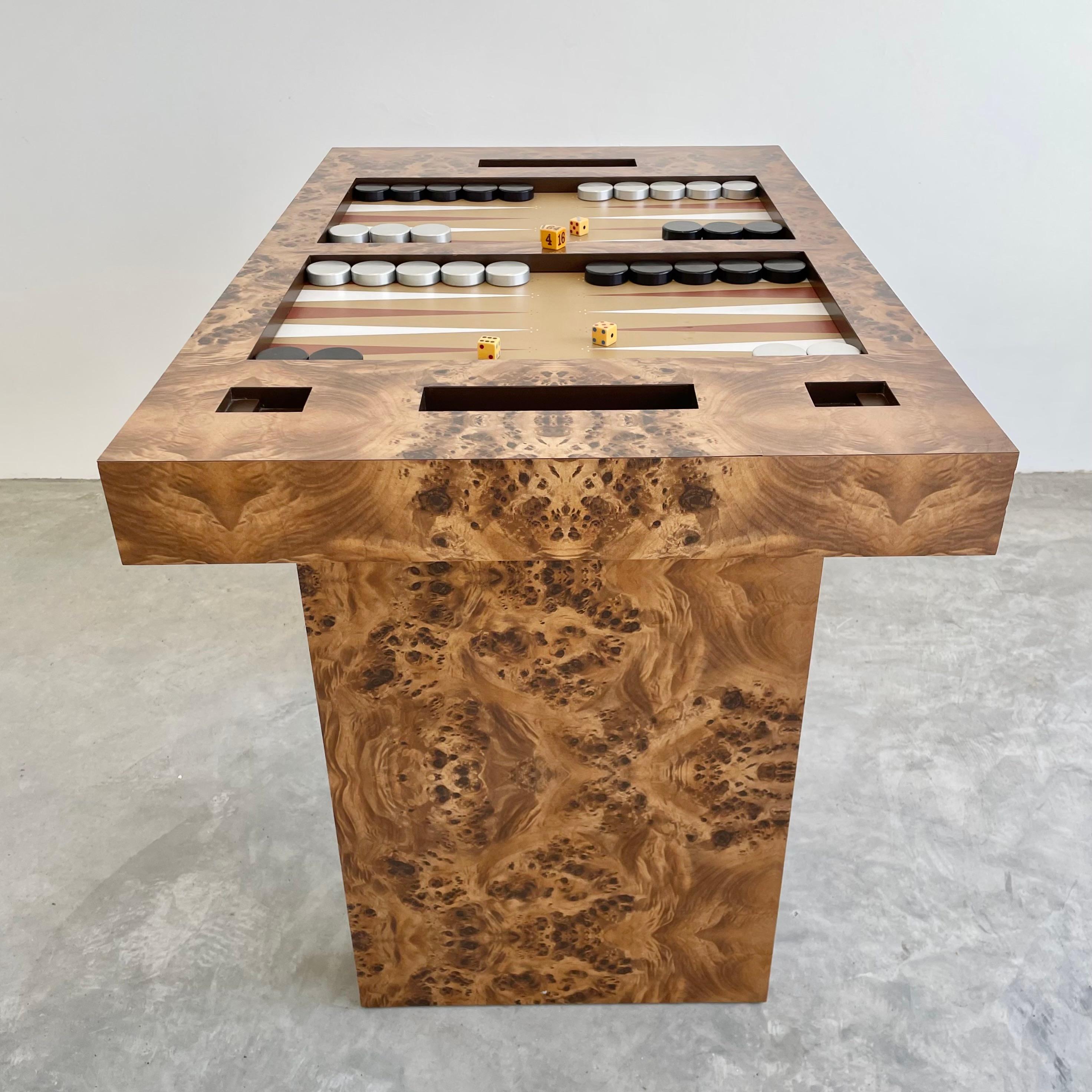 Burl Wood Backgammon Table, 1970s, USA 4
