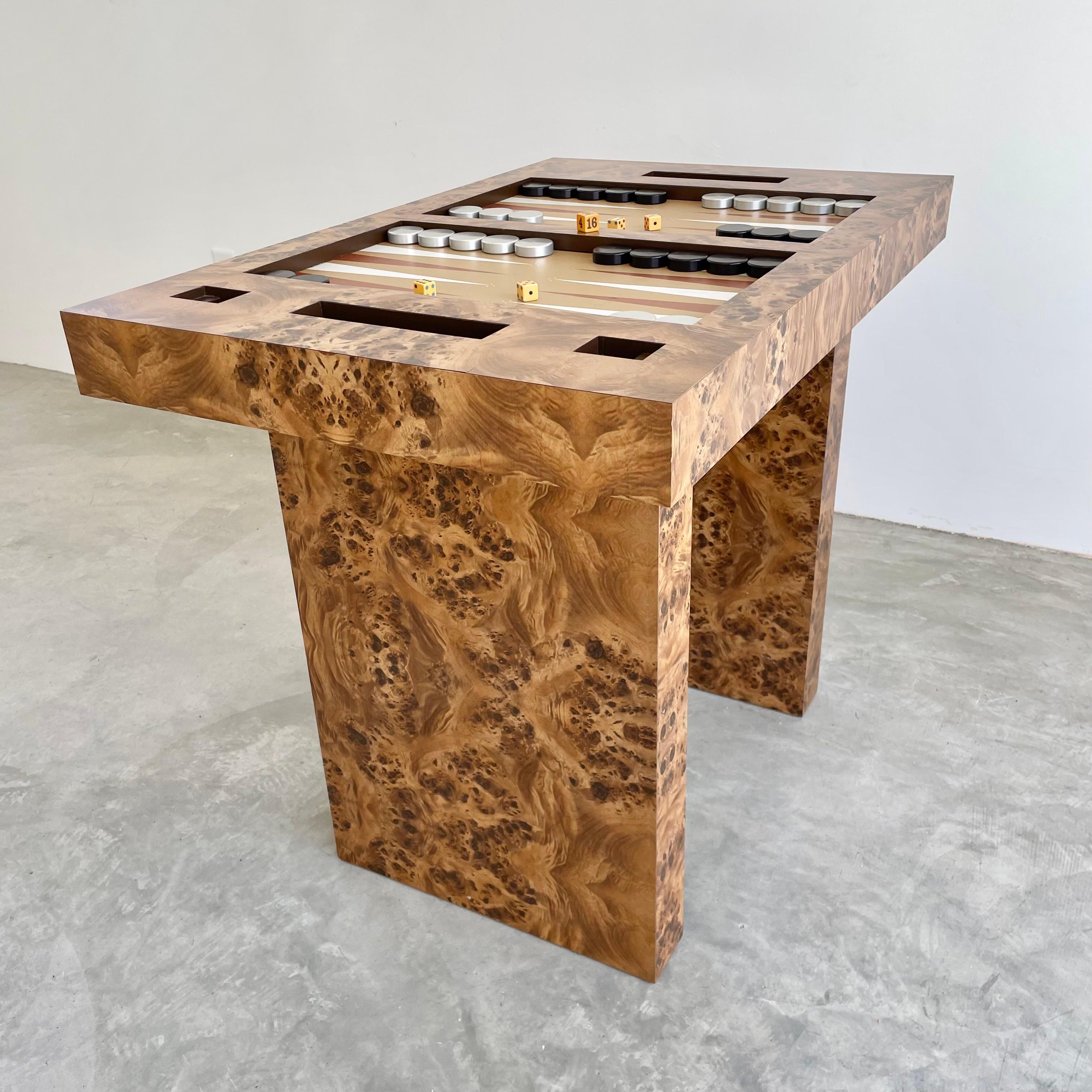 Burl Wood Backgammon Table, 1970s, USA 5