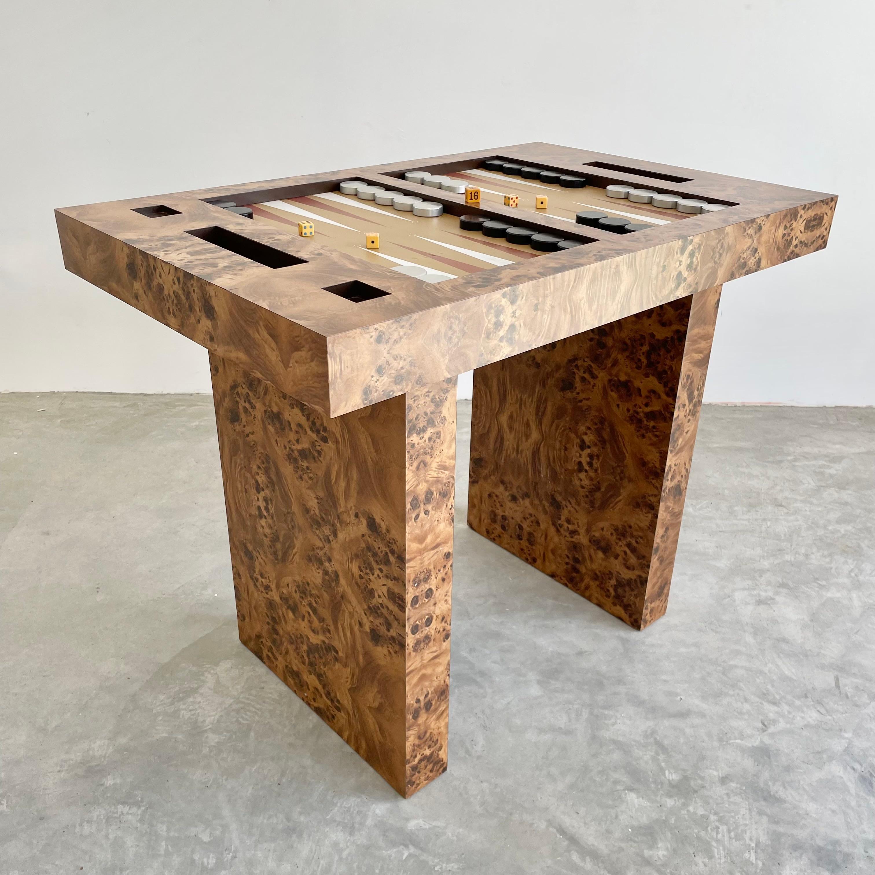 Burl Wood Backgammon Table, 1970s, USA 6