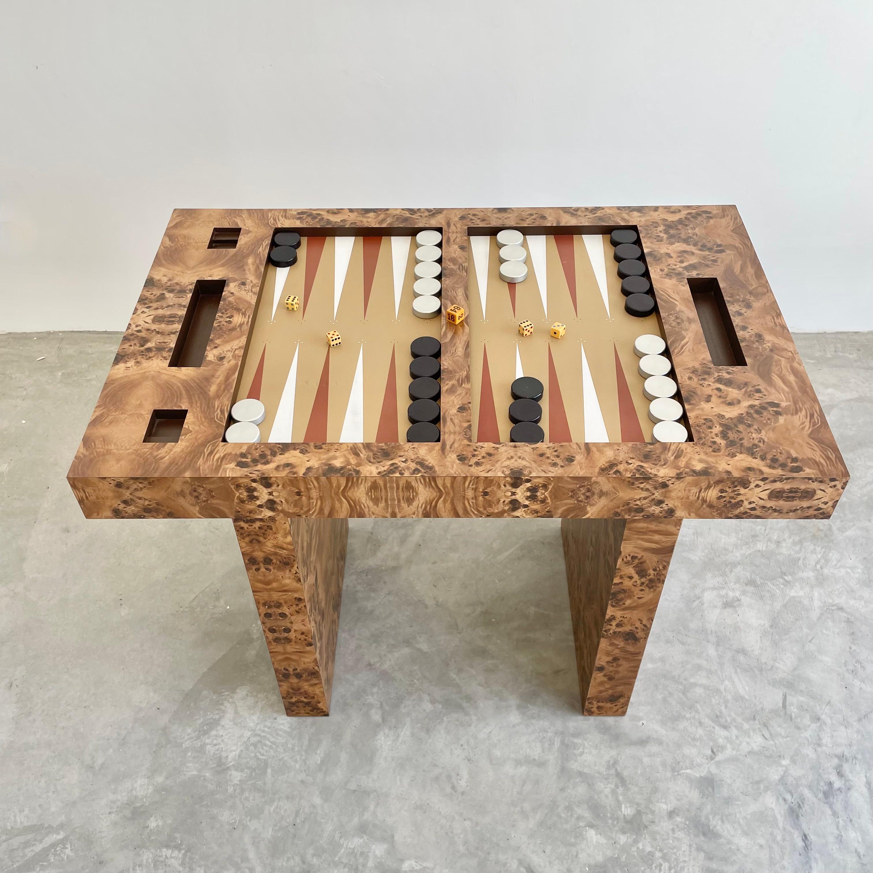 Burl Wood Backgammon Table, 1970s, USA 8