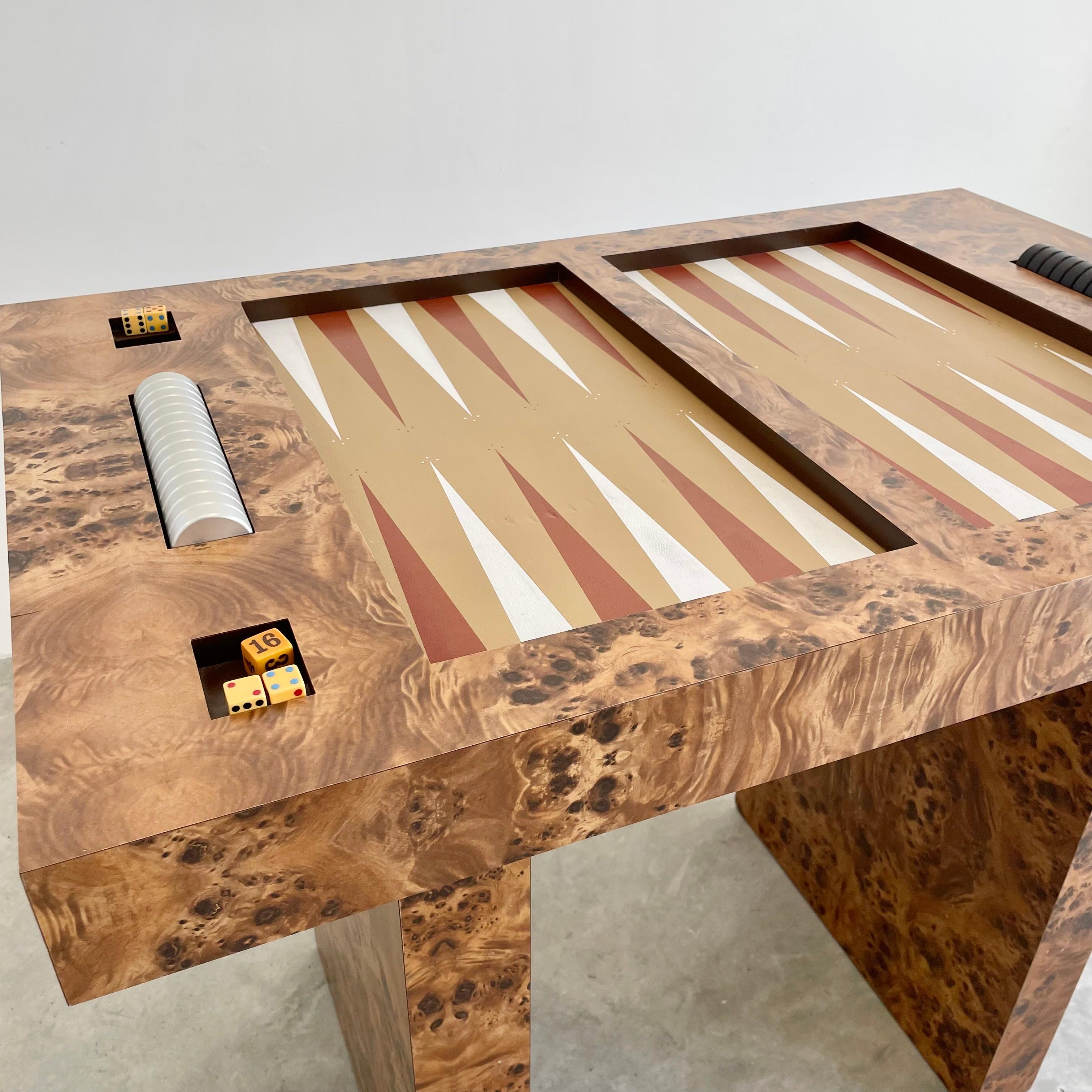 Burl Wood Backgammon Table, 1970s, USA 9