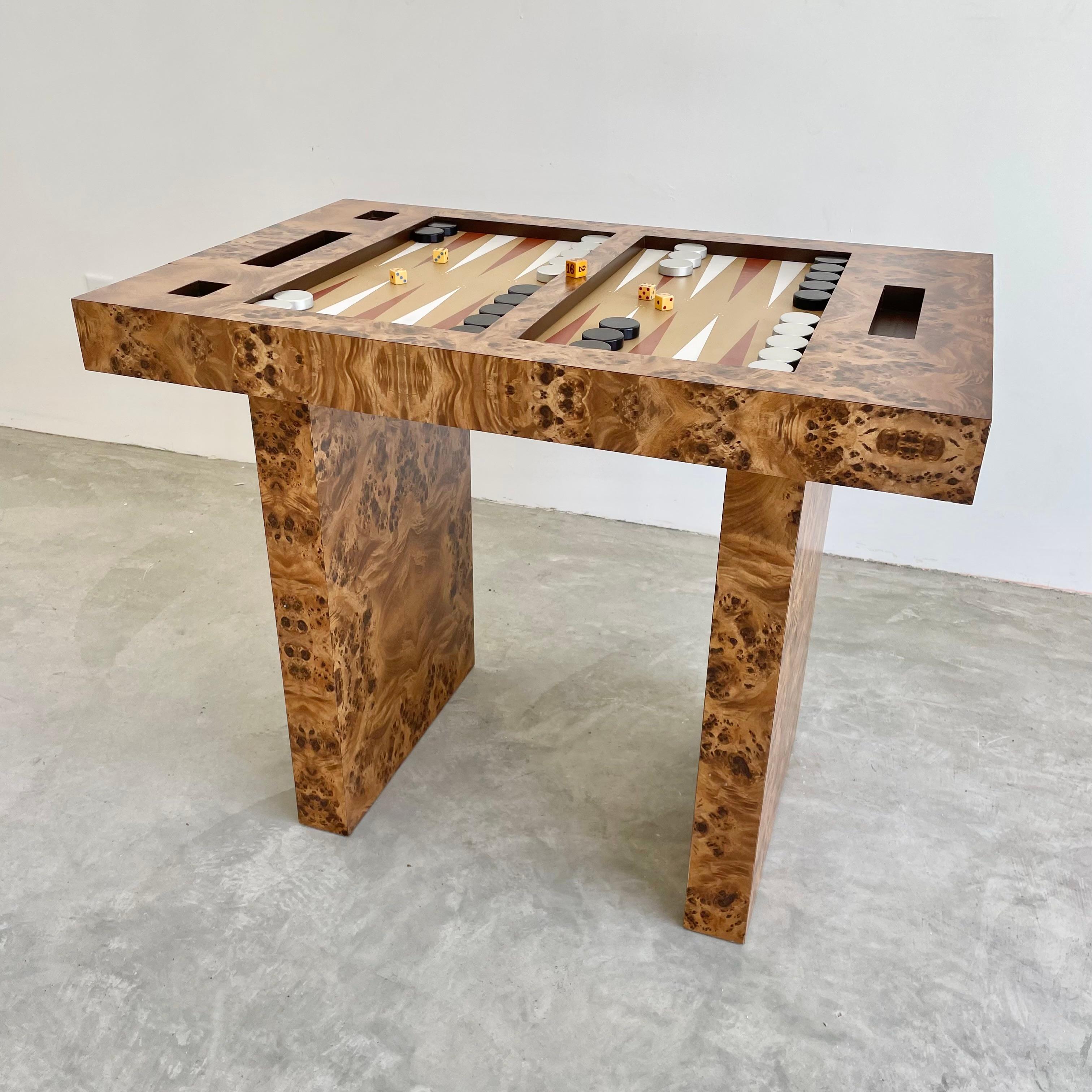 Mid-Century Modern Burl Wood Backgammon Table, 1970s, USA